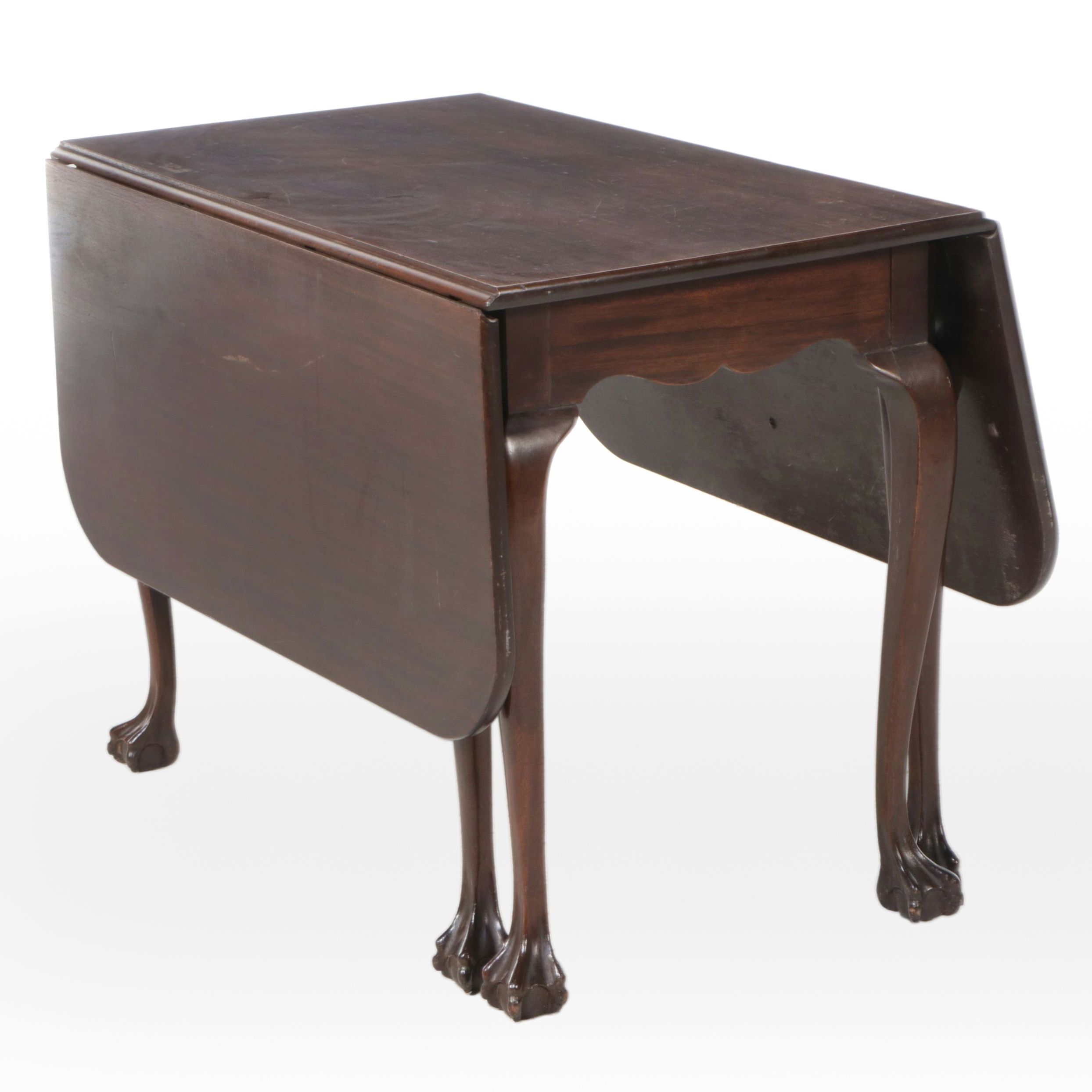 Chippendale Style Mahogany Gateleg Drop Leaf Dining Table, Early 20th Century