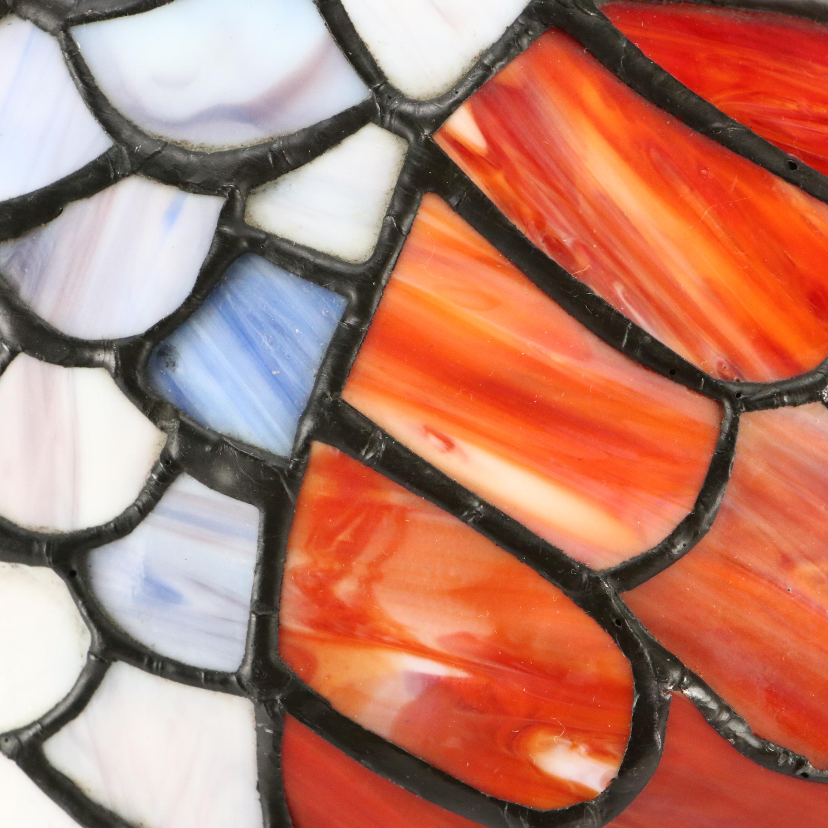 Slag Glass and Jeweled Peacock Novelty Lamp