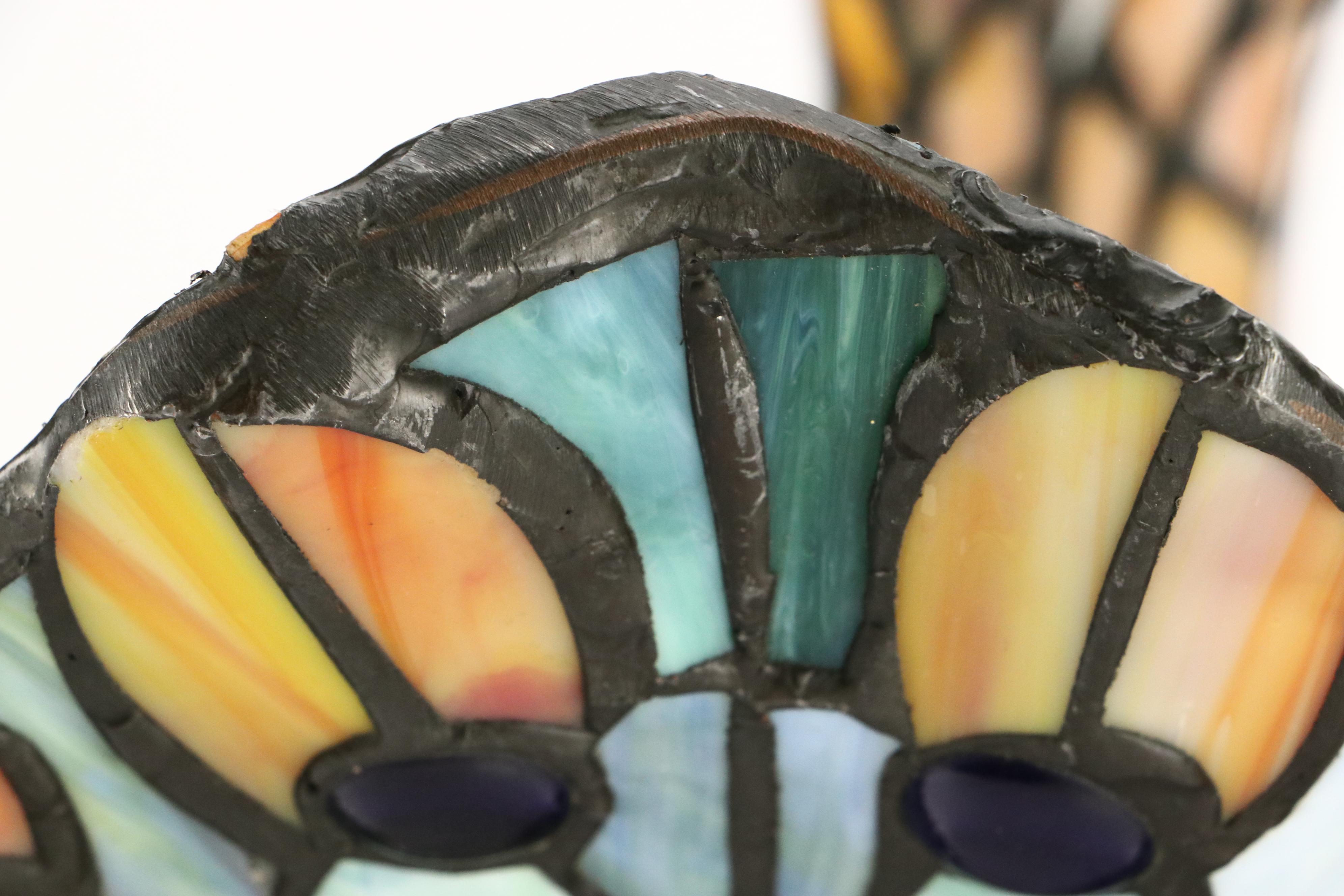 Slag Glass and Jeweled Peacock Novelty Lamp