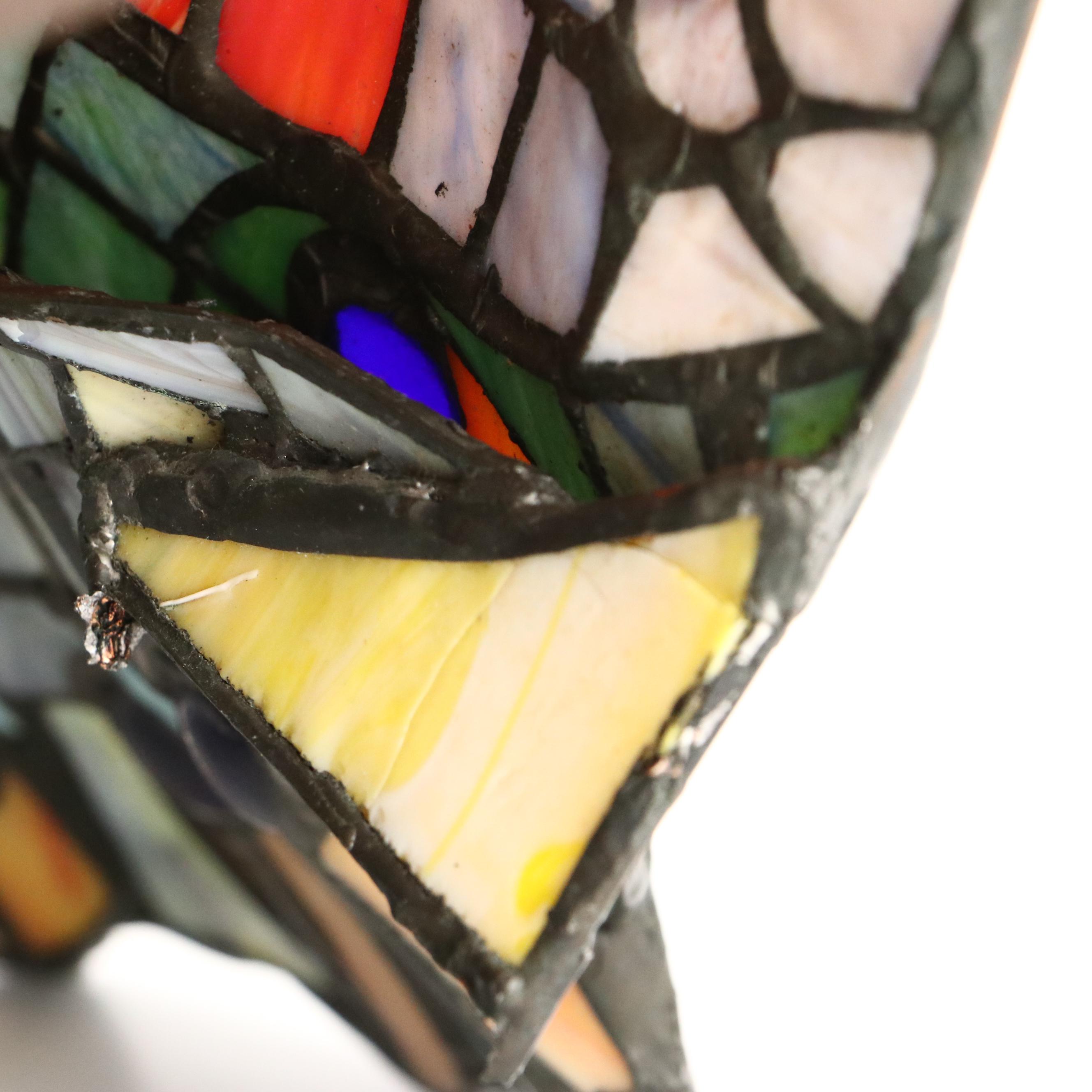 Slag Glass and Jeweled Peacock Novelty Lamp