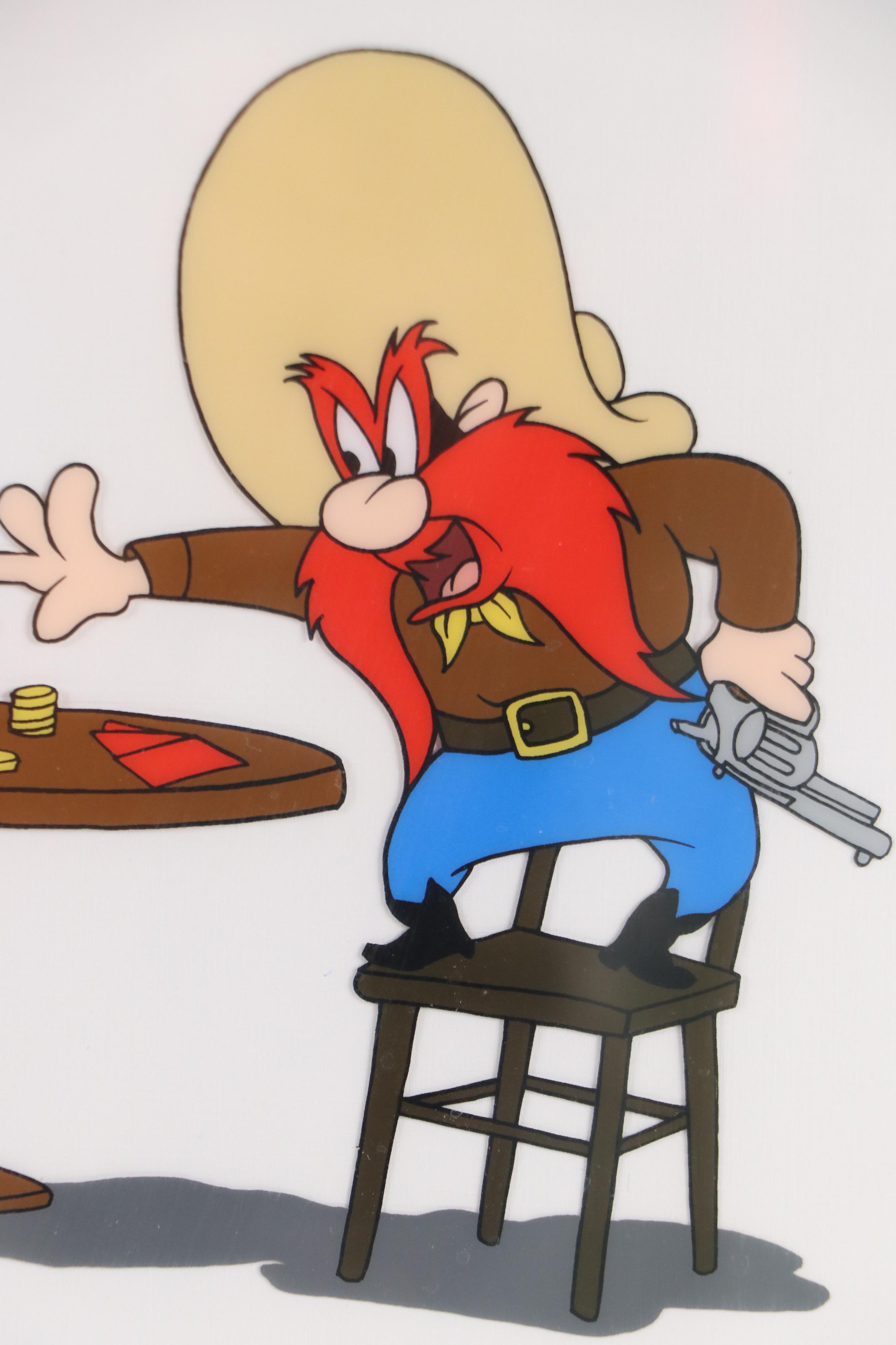 Looney Tunes Sericel of Bugs Bunny and Yosemite Sam "Loaded Hands," 1992