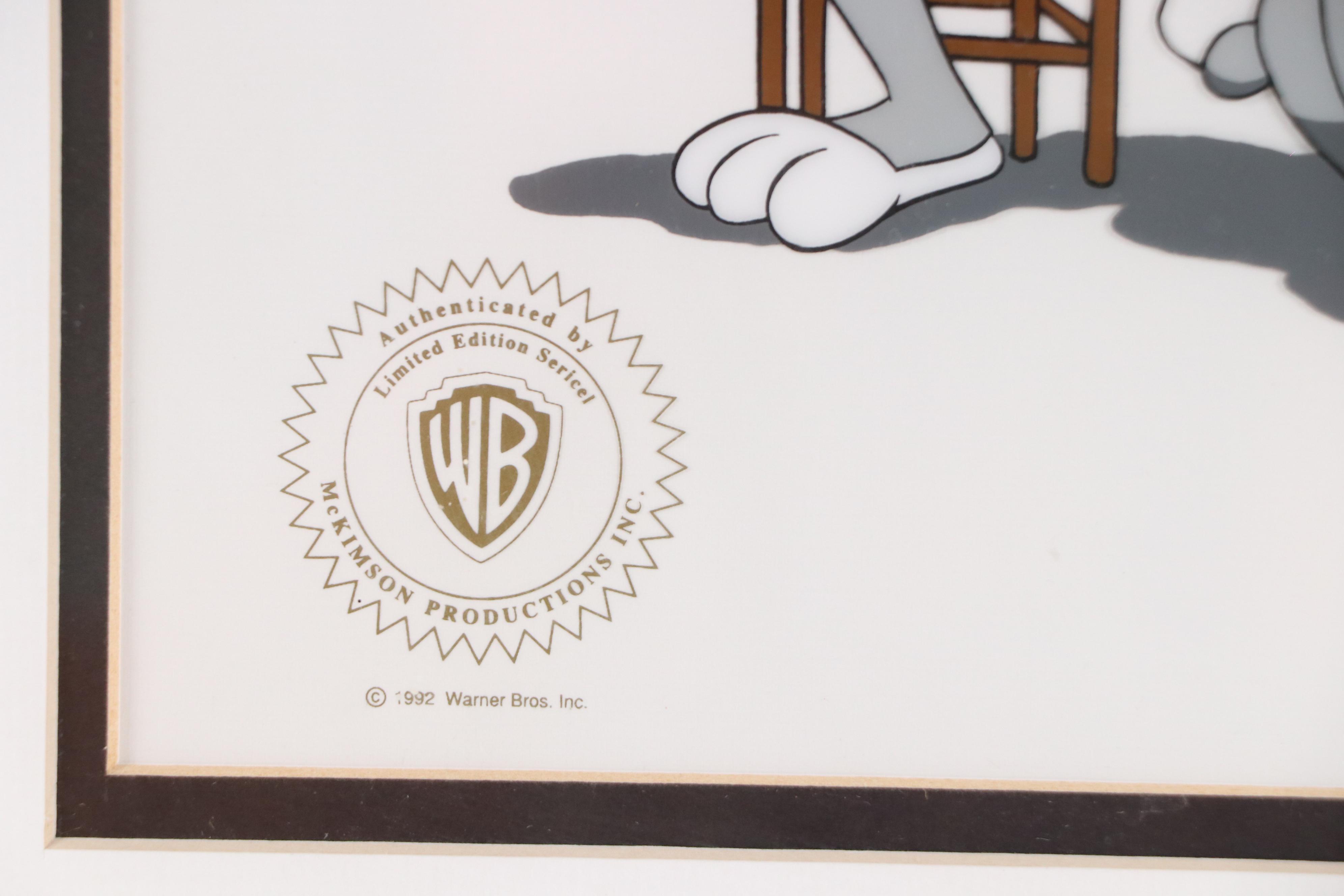 Looney Tunes Sericel of Bugs Bunny and Yosemite Sam "Loaded Hands," 1992