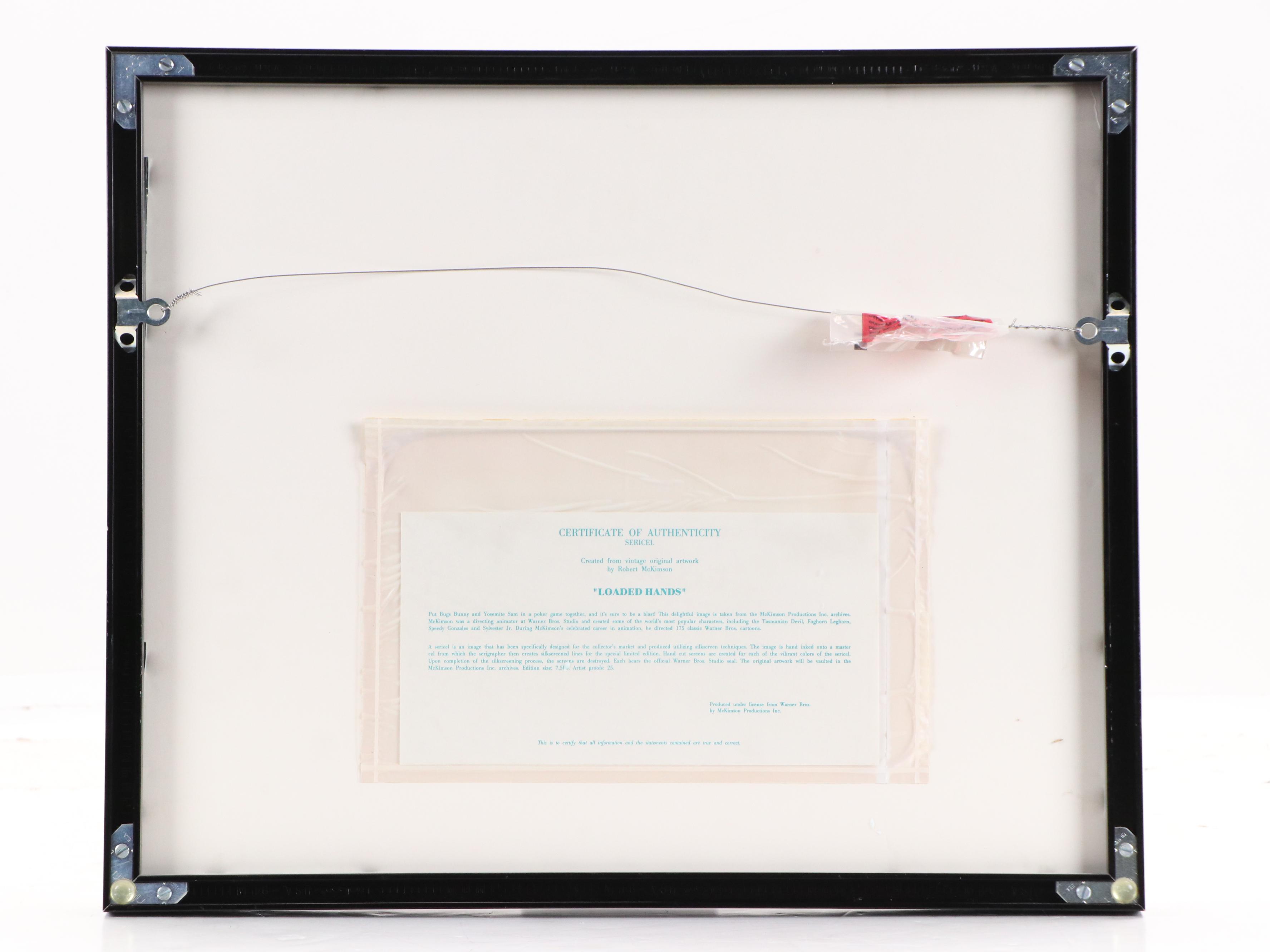 Looney Tunes Sericel of Bugs Bunny and Yosemite Sam "Loaded Hands," 1992