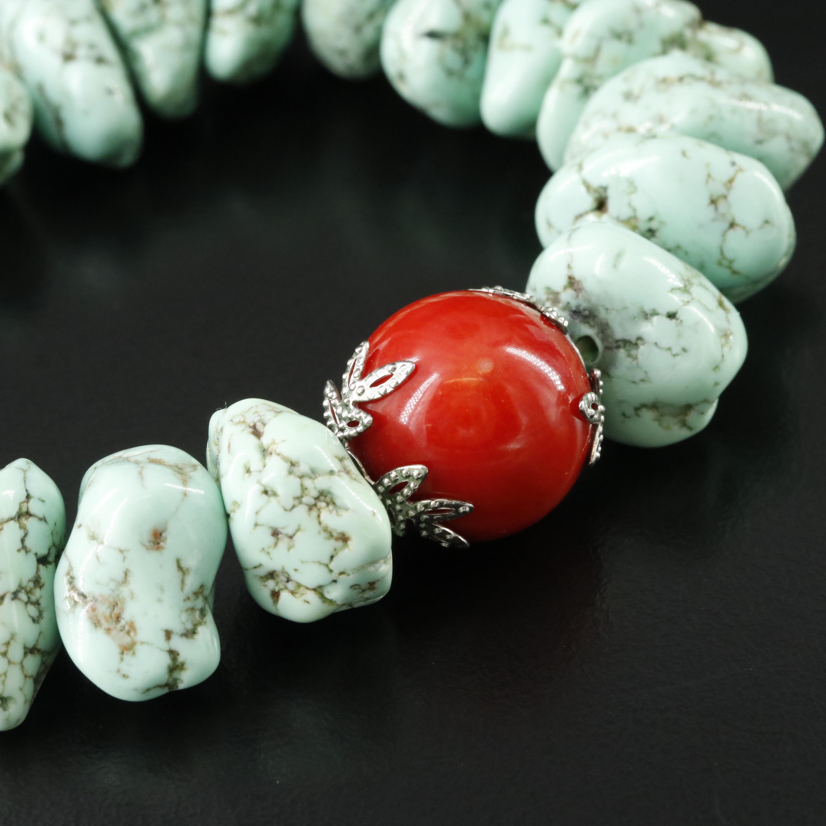 Coral Orb Magnesite Bracelet