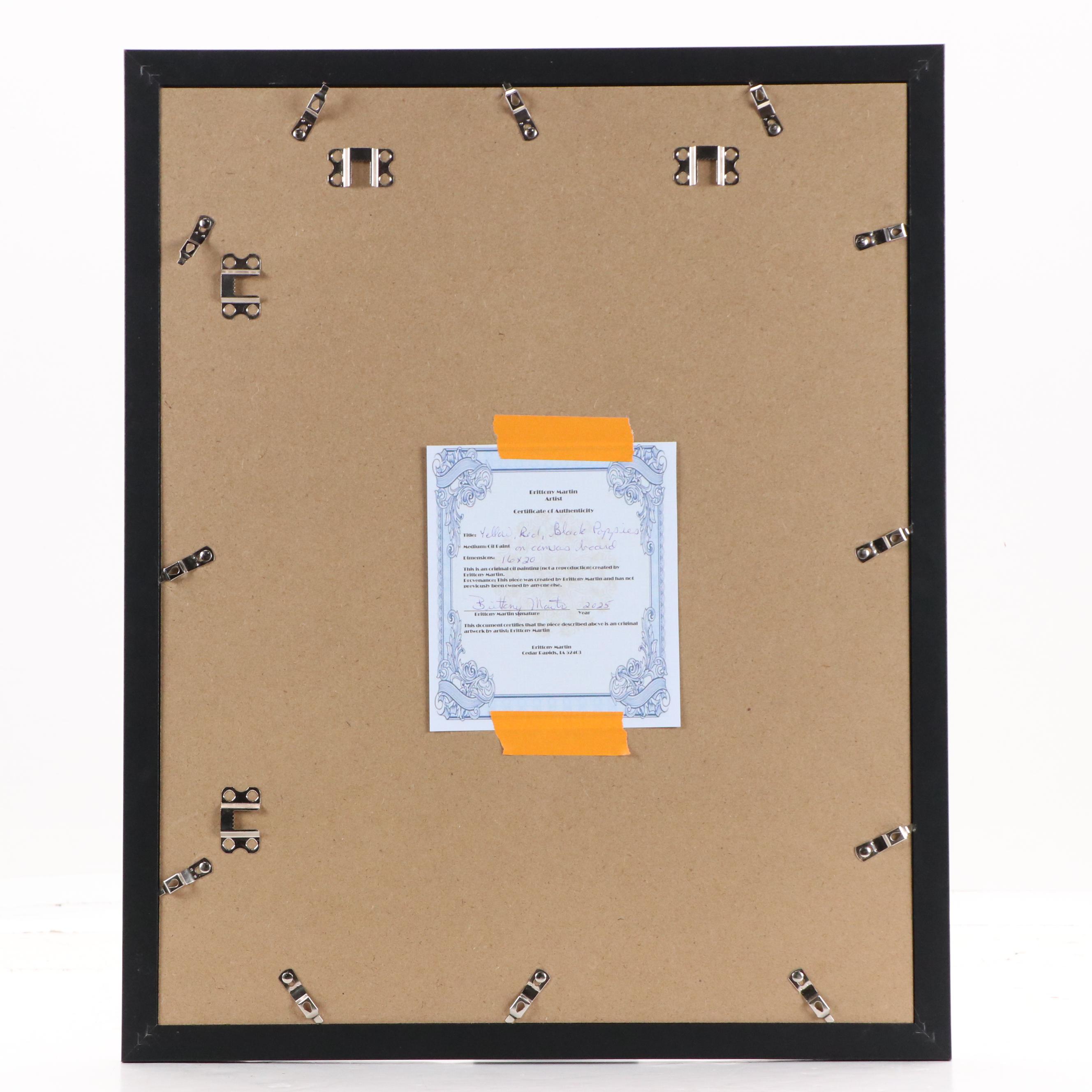 Brittony Martin Acrylic Painting "Yellow, Red, Black Poppies," 2025