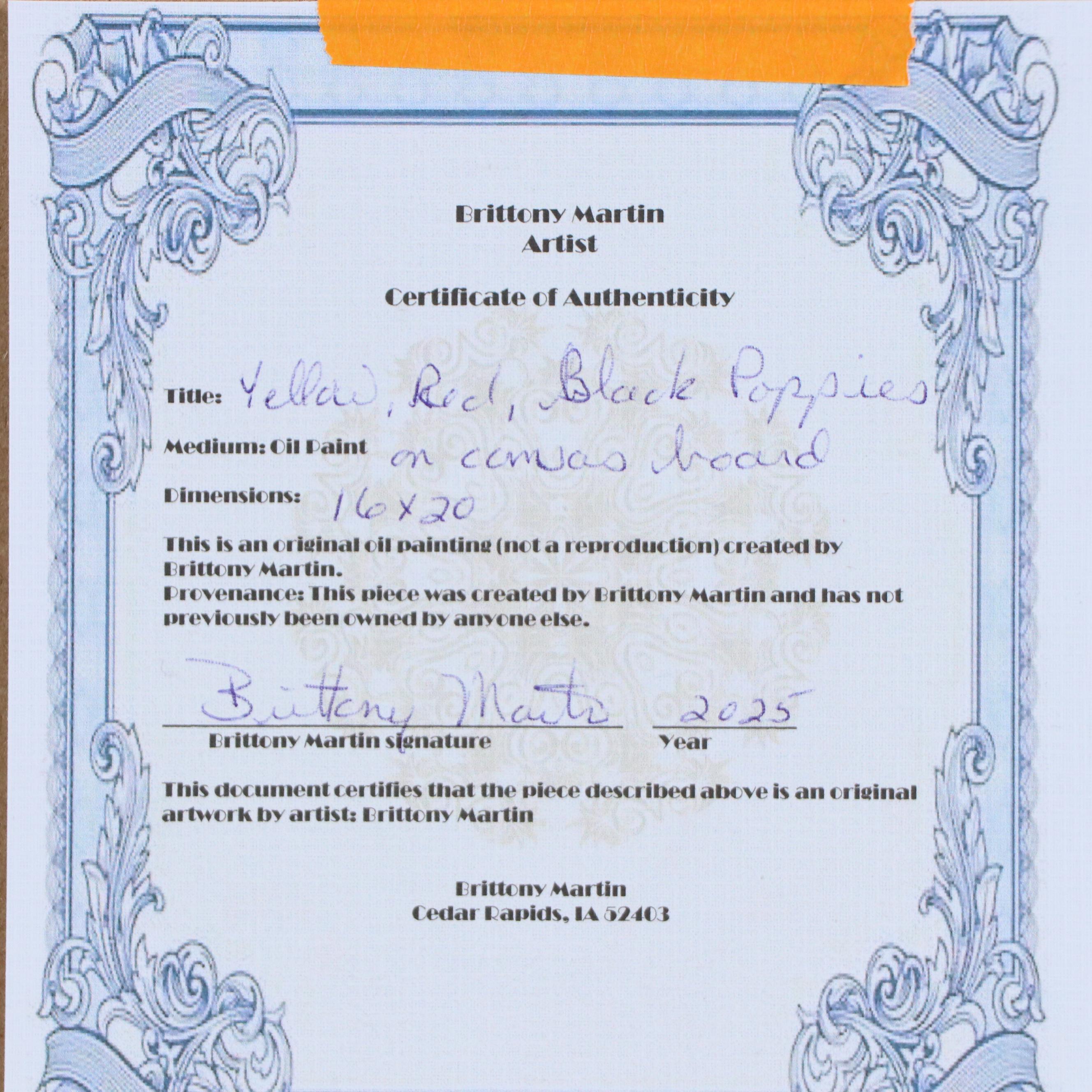 Brittony Martin Acrylic Painting "Yellow, Red, Black Poppies," 2025