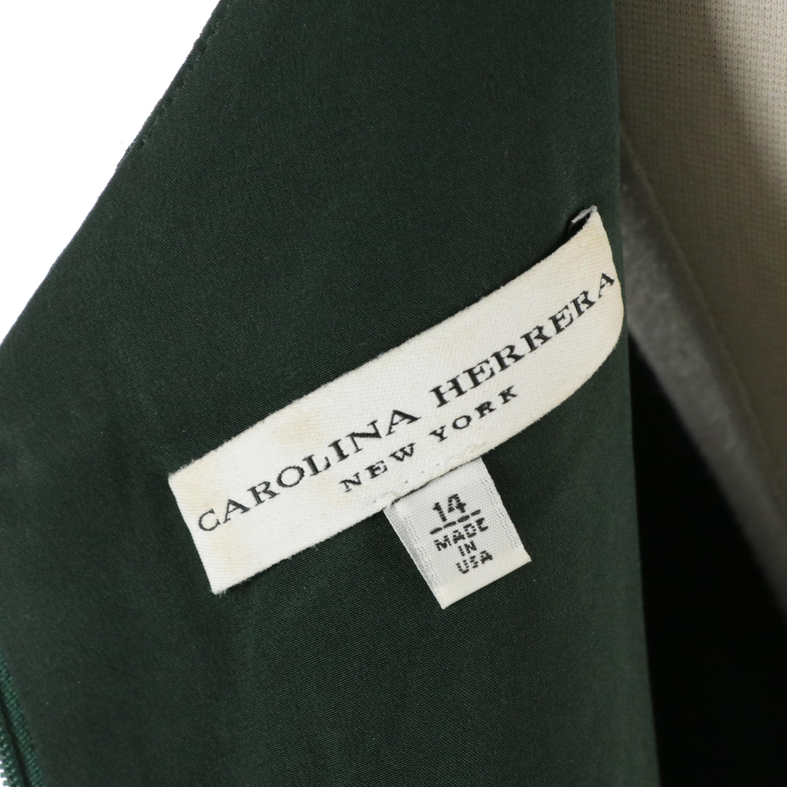 Carolina Herrera Sweetheart Neckline Trumpet Gown in Deep Green Silk Blend