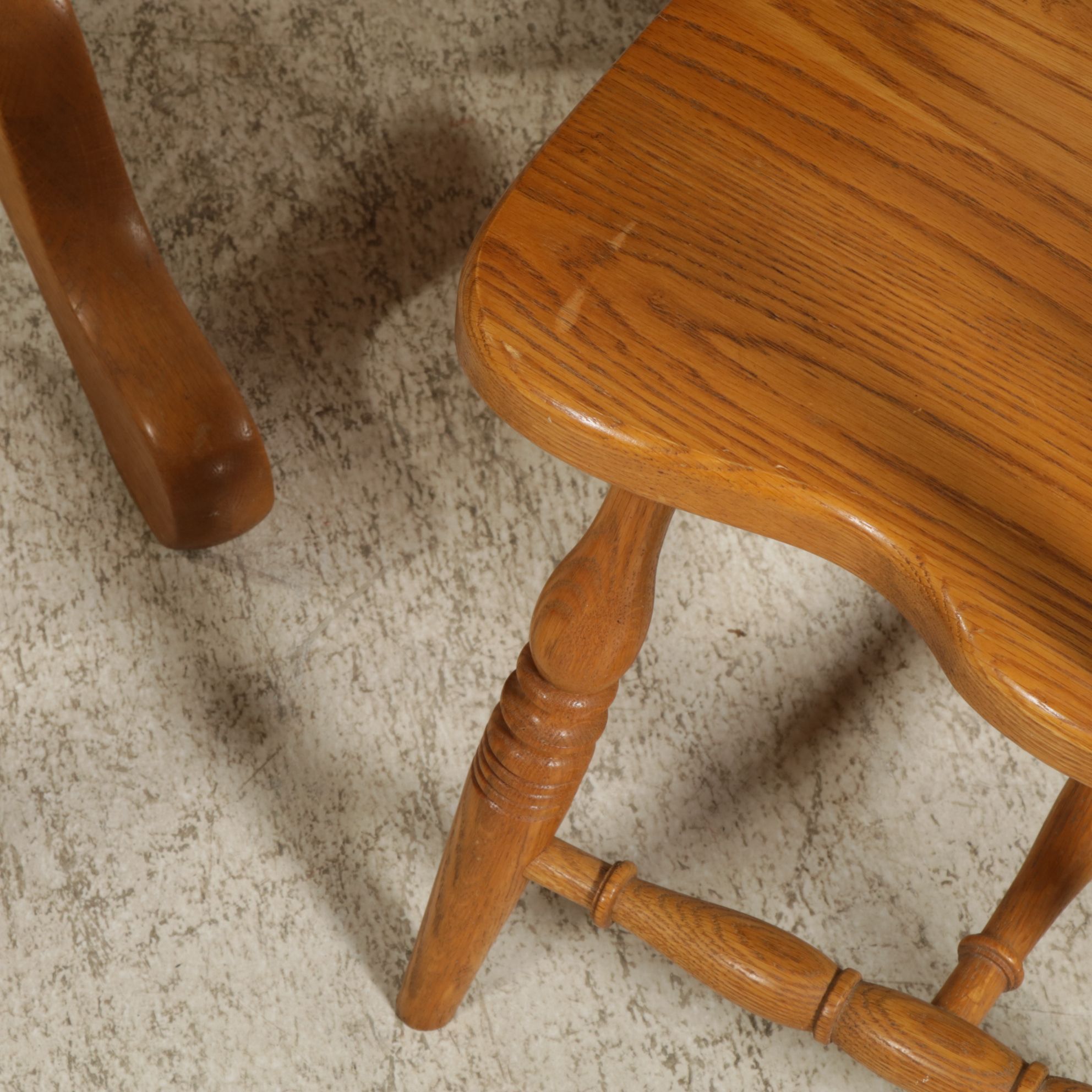 Keller Furniture Oak Dining Table with Six Windsor Chairs, Late 20th Century