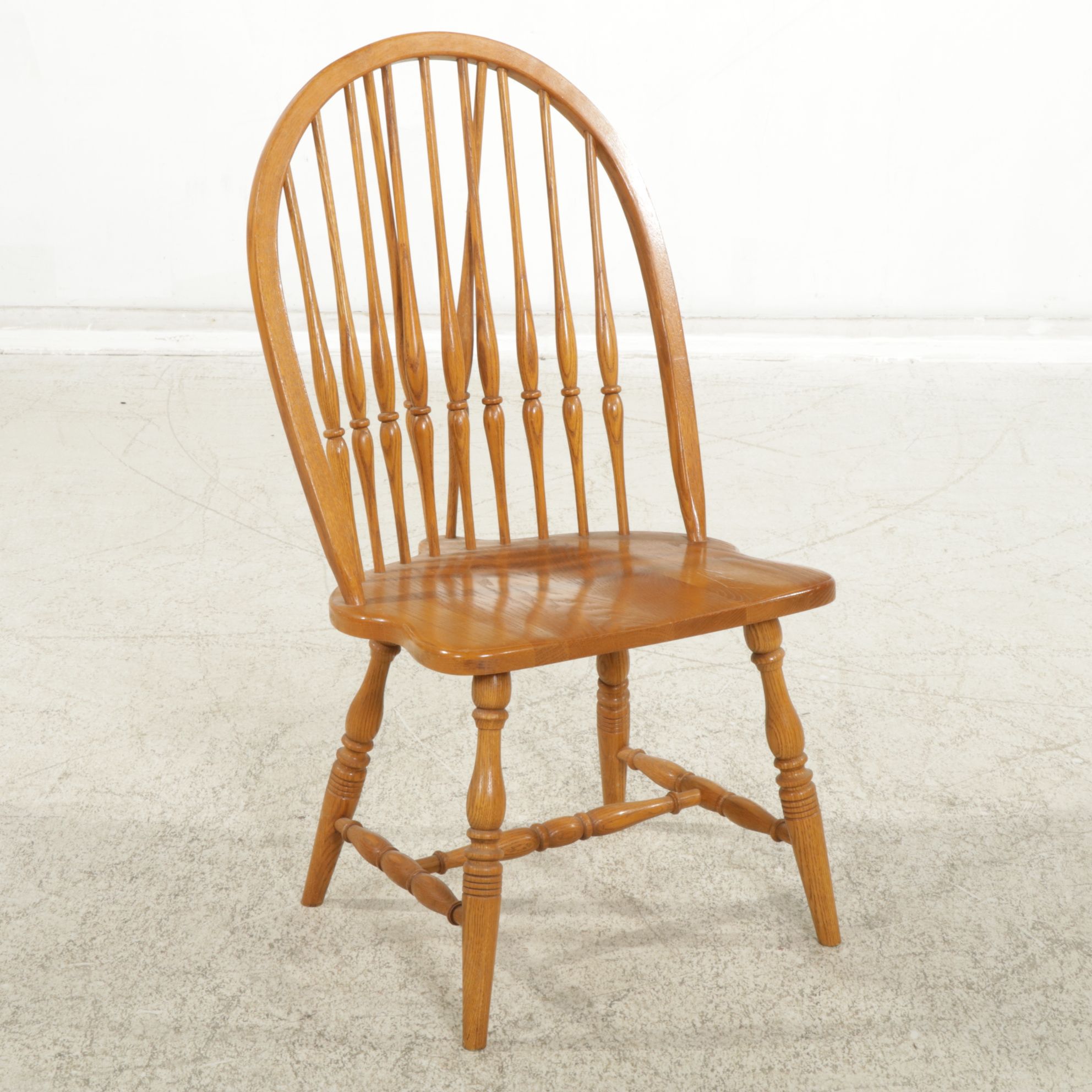 Keller Furniture Oak Dining Table with Six Windsor Chairs, Late 20th Century