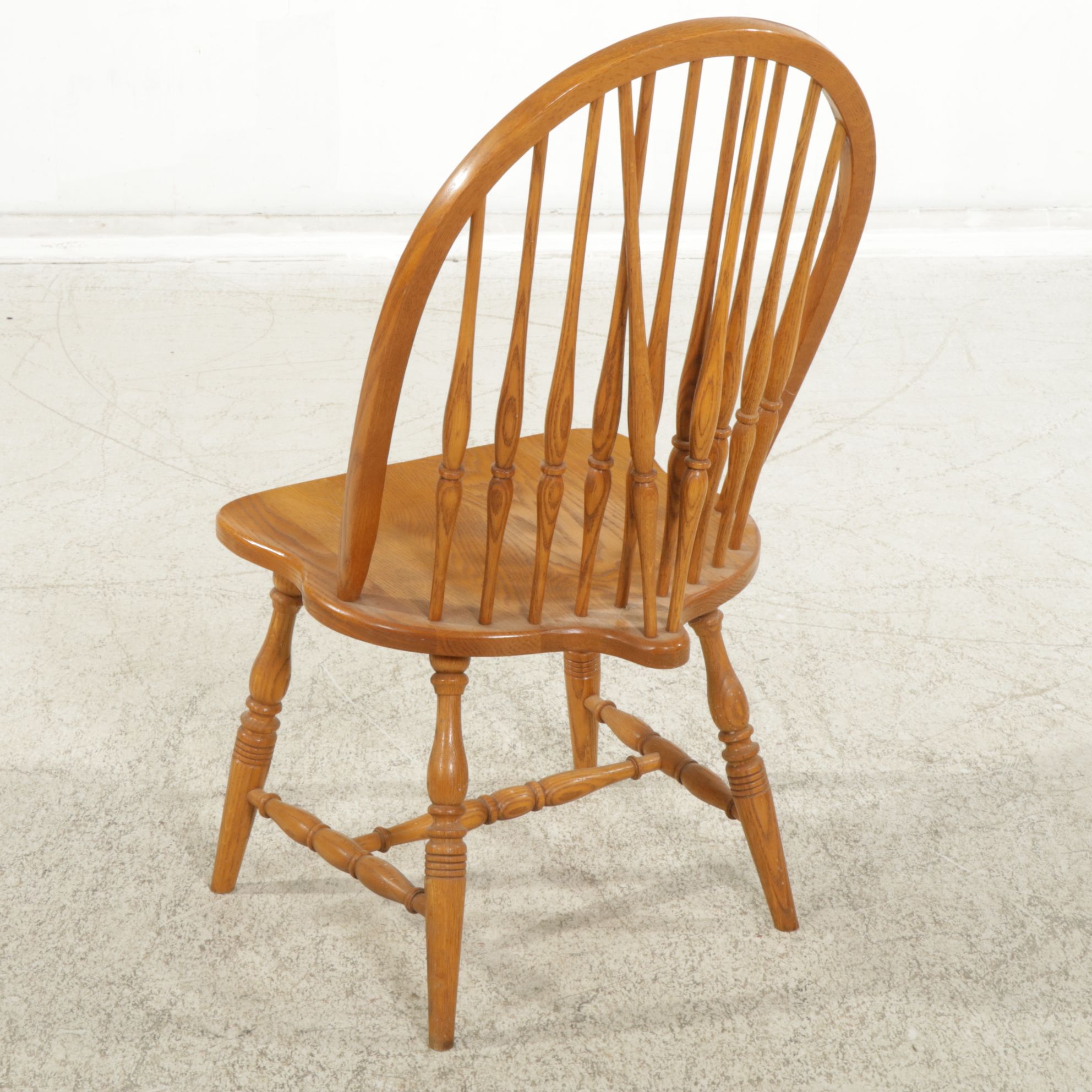 Keller Furniture Oak Dining Table with Six Windsor Chairs, Late 20th Century
