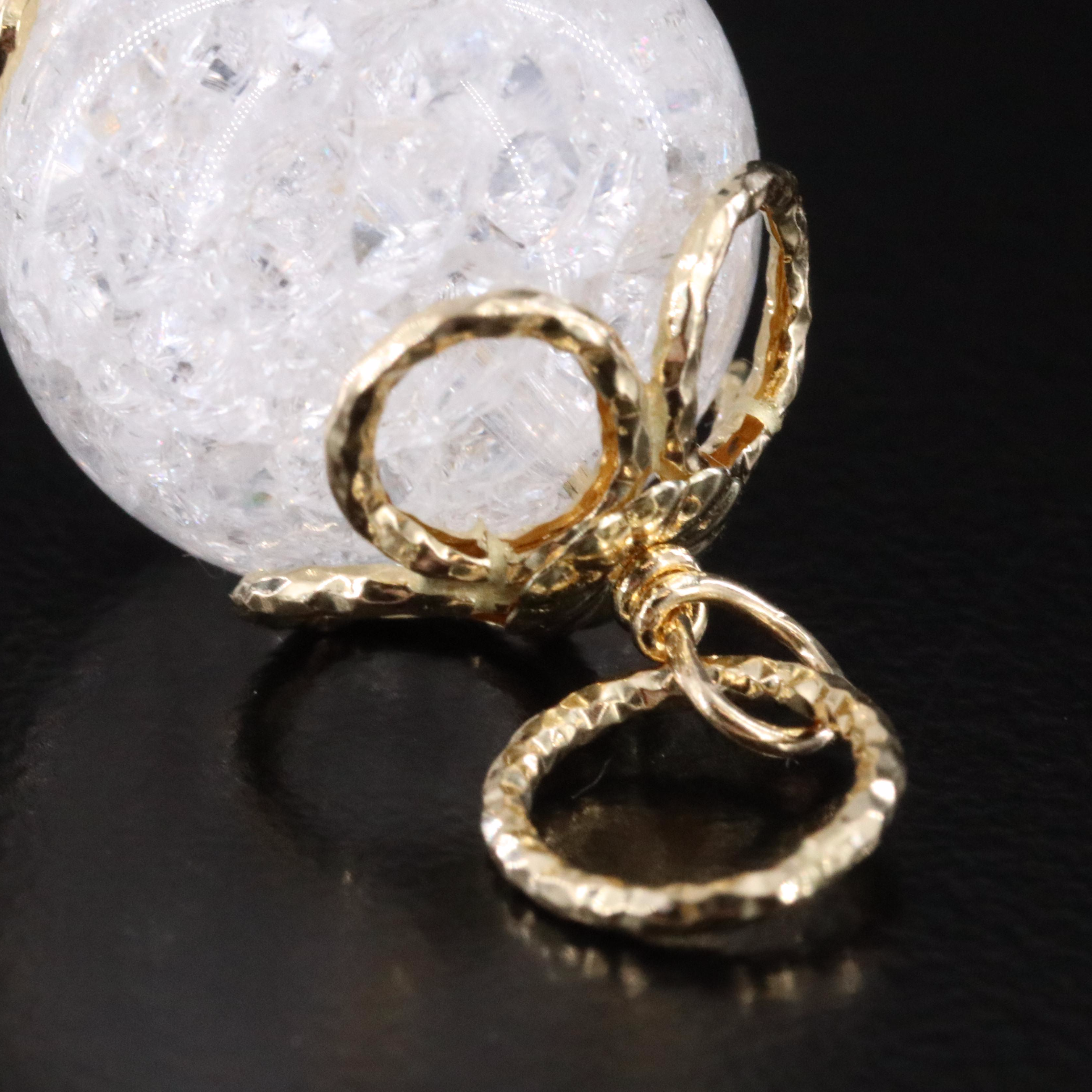 14K Quench Crackled Quartz Bead Pendant
