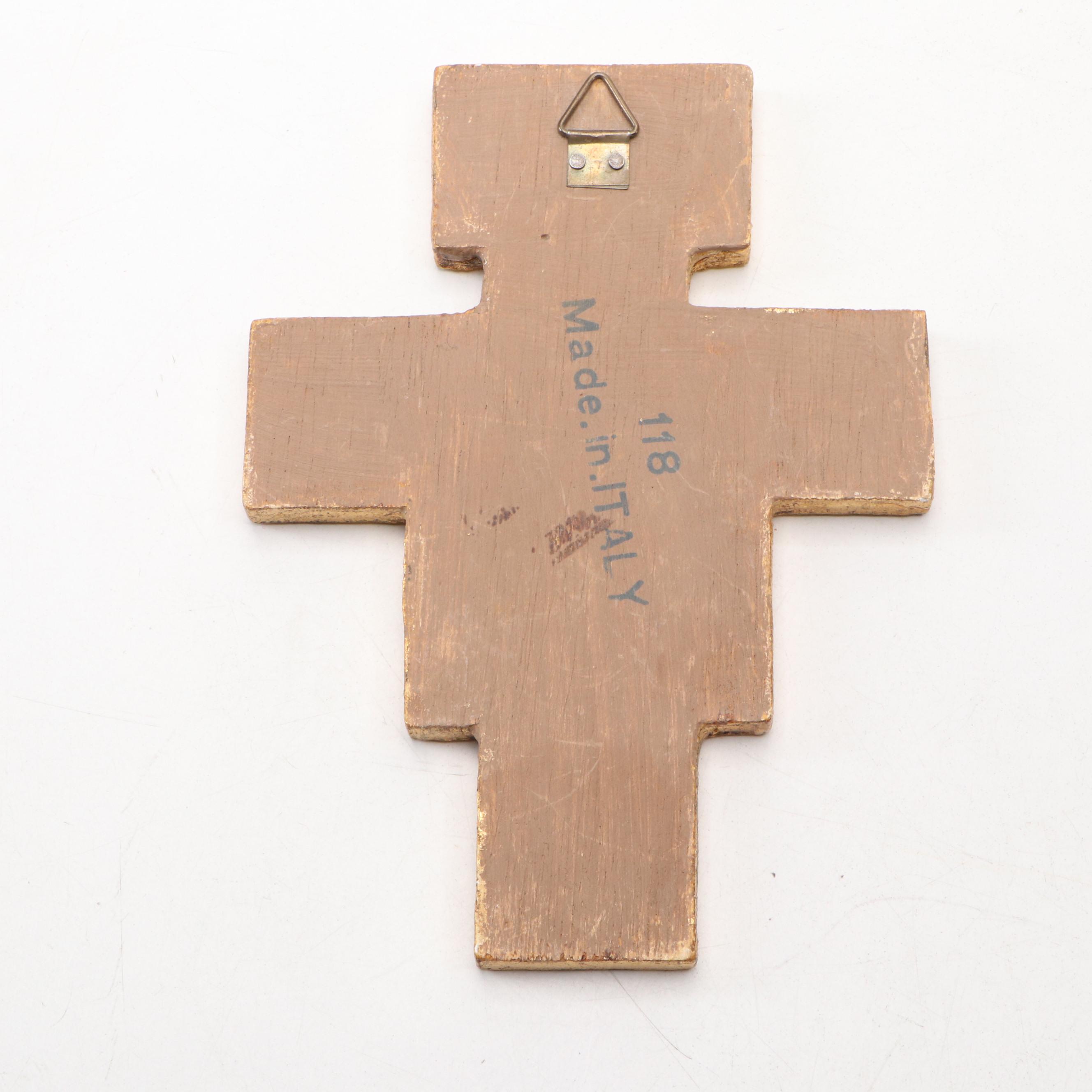 Macedonian Framed Cross, Italian Carved Giltwood Cross, and More Religious Décor