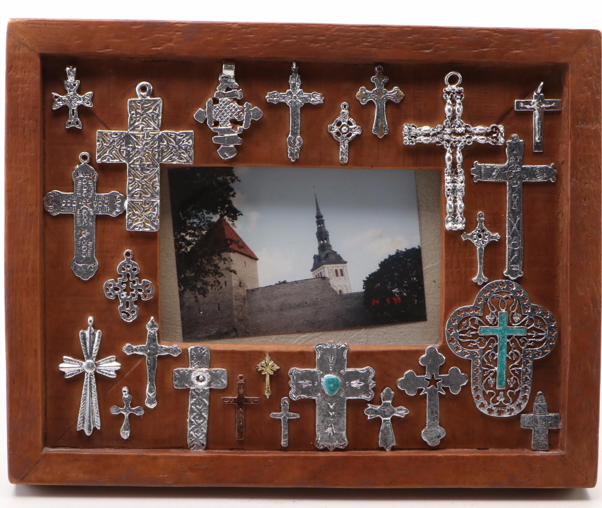 Macedonian Framed Cross, Italian Carved Giltwood Cross, and More Religious Décor
