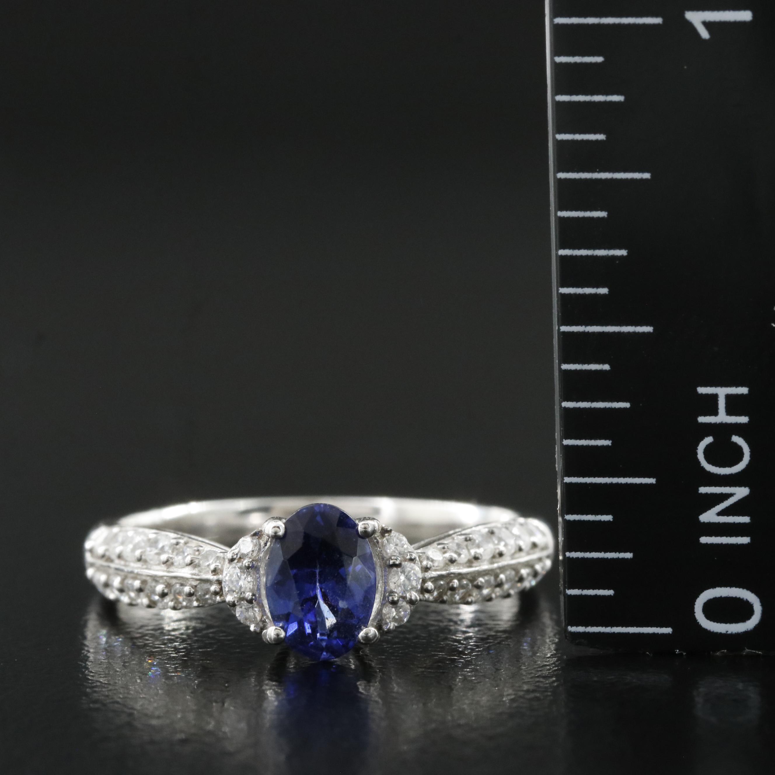 Sterling Tanzanite and CZ Ring