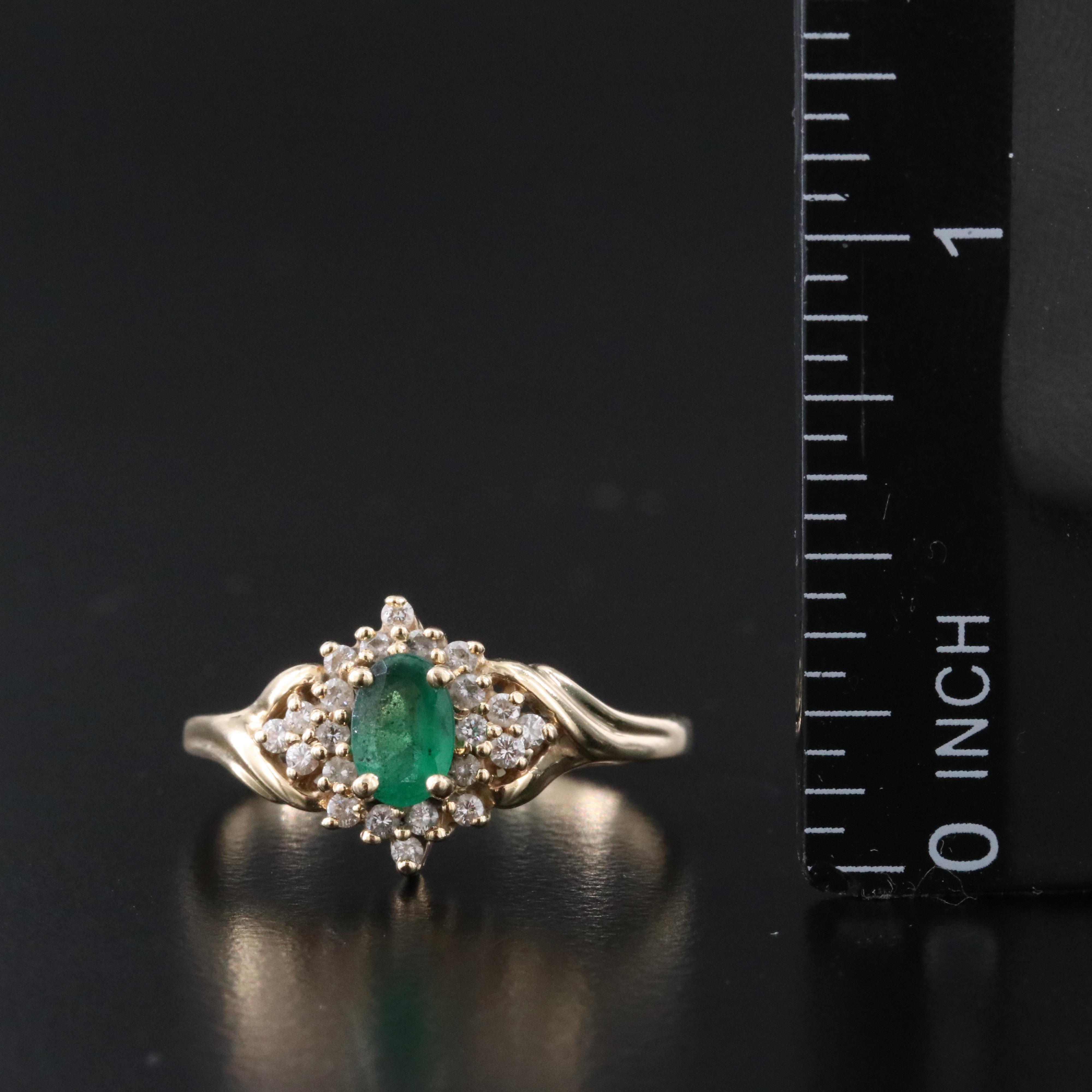 14K Emerald and Diamond Ring