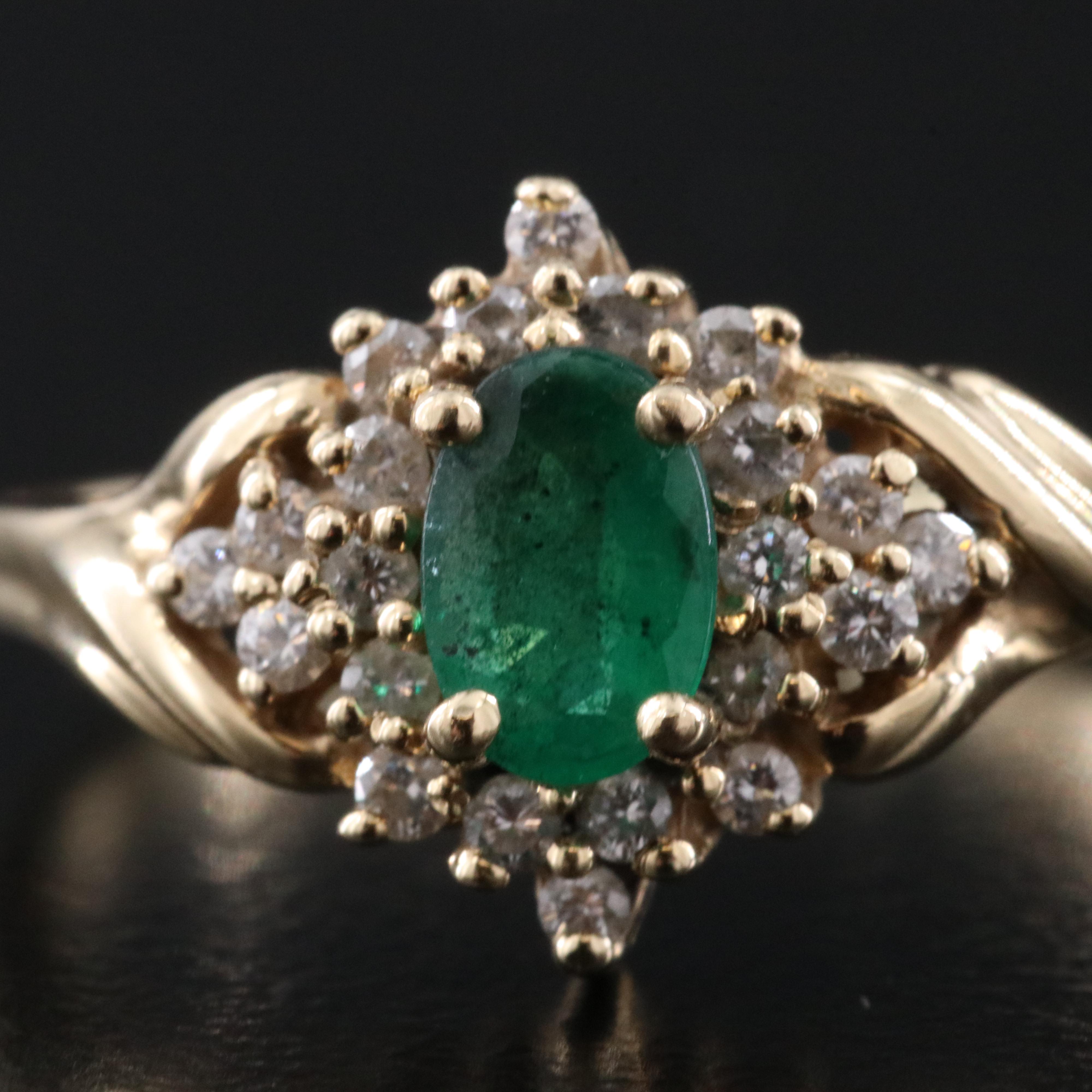 14K Emerald and Diamond Ring
