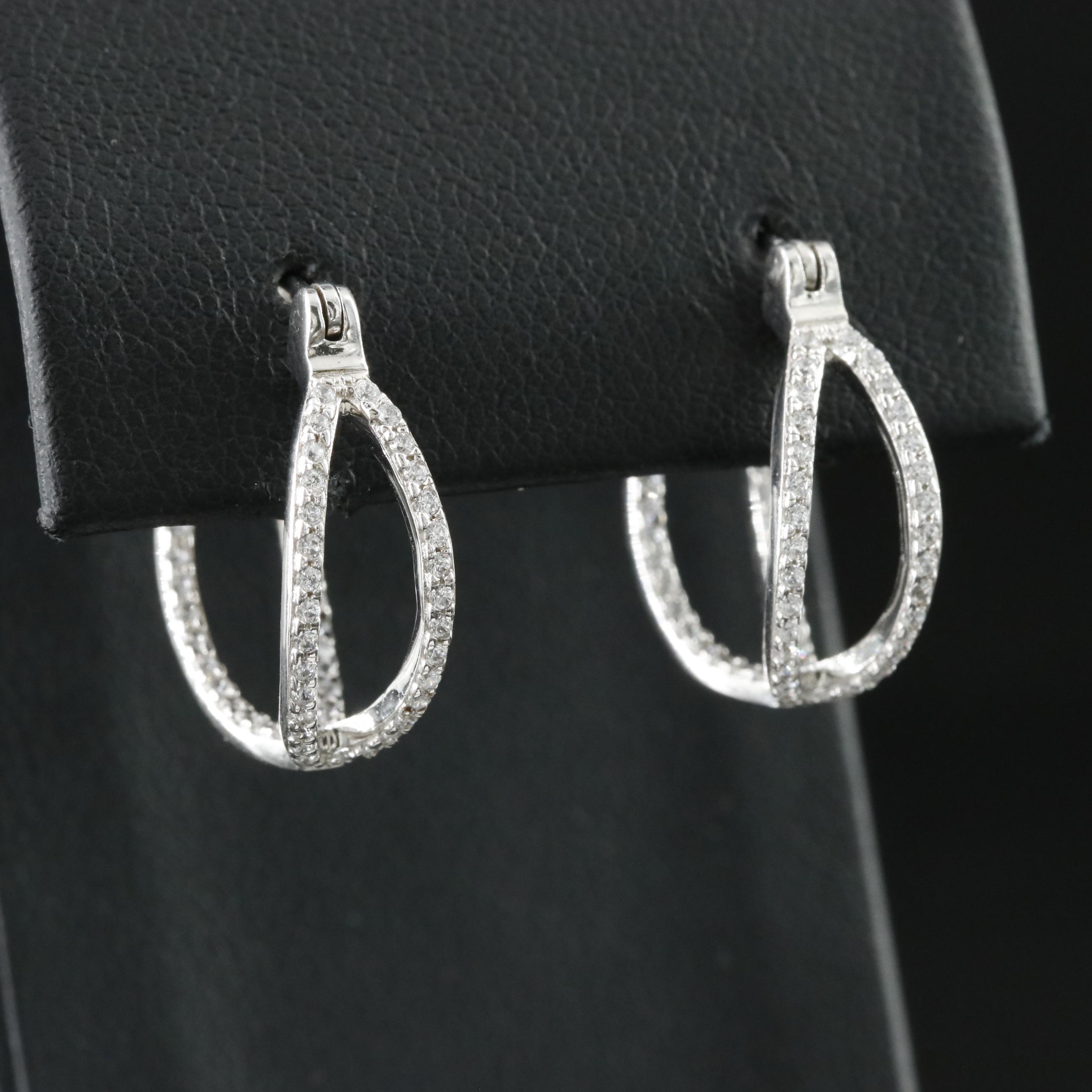 Sterling CZ Inside-Outside Hoop Earrings