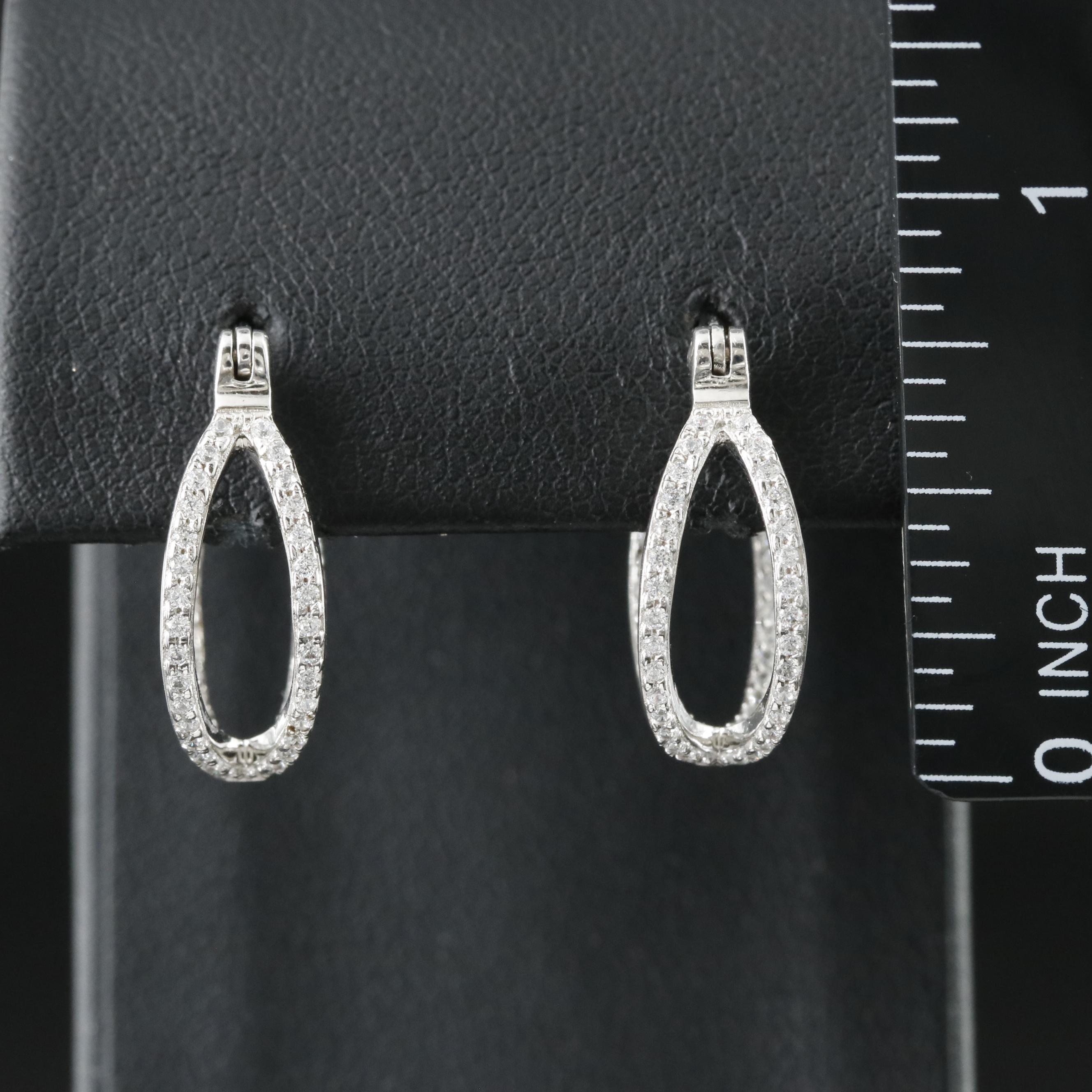 Sterling CZ Inside-Outside Hoop Earrings