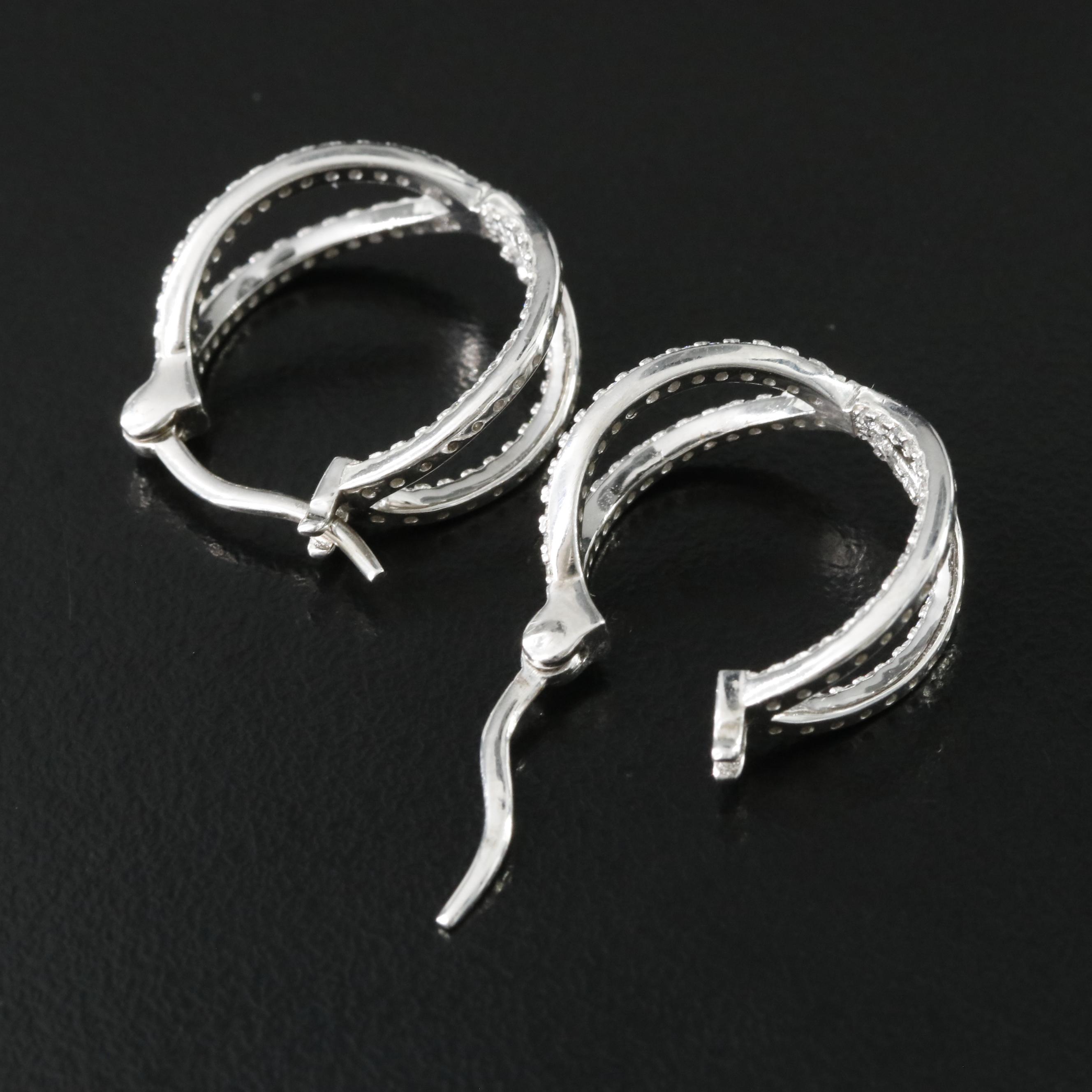 Sterling CZ Inside-Outside Hoop Earrings