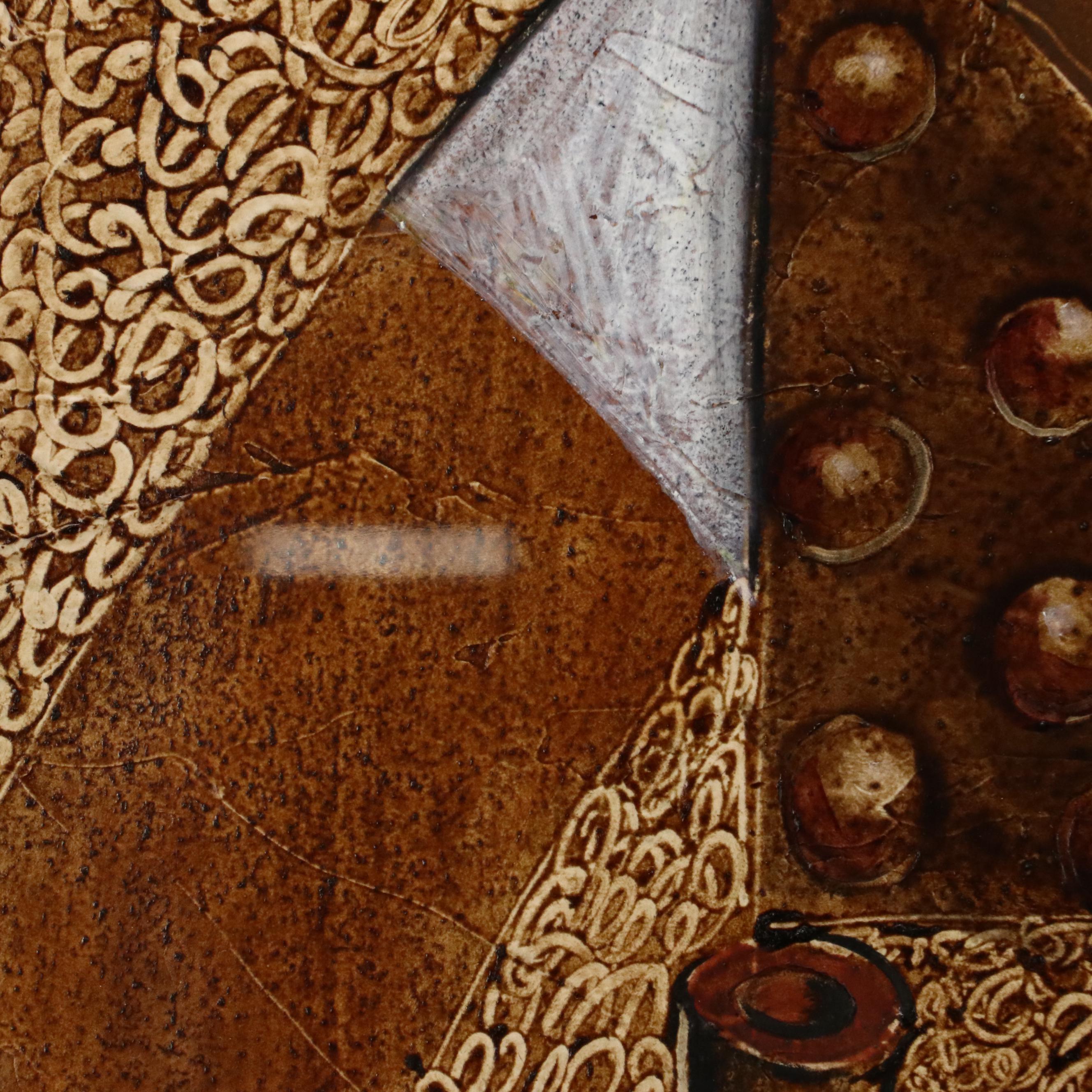 Abstract Mixed Media Painting of Floral Still Life, 21st Century