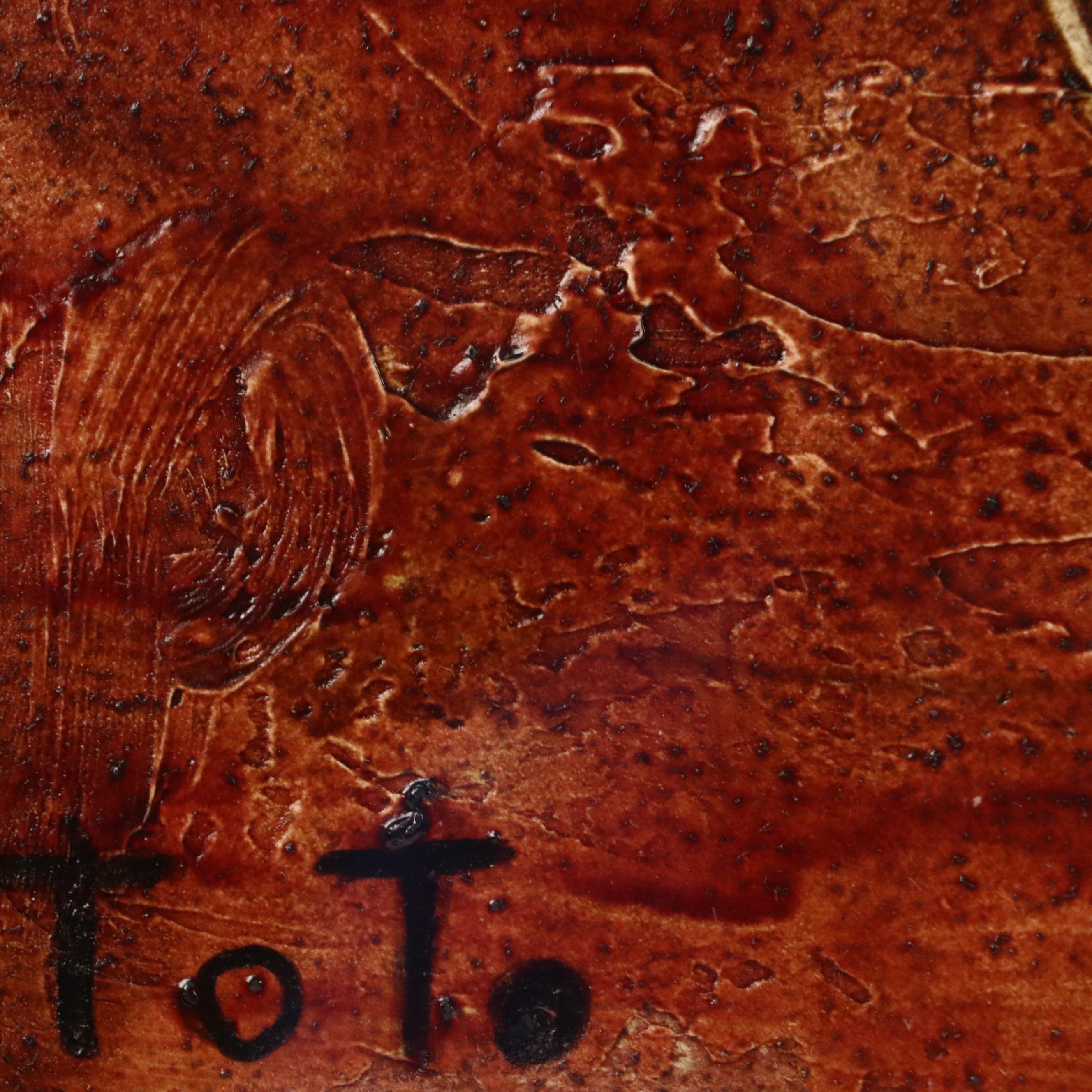 Abstract Mixed Media Painting of Floral Still Life, 21st Century