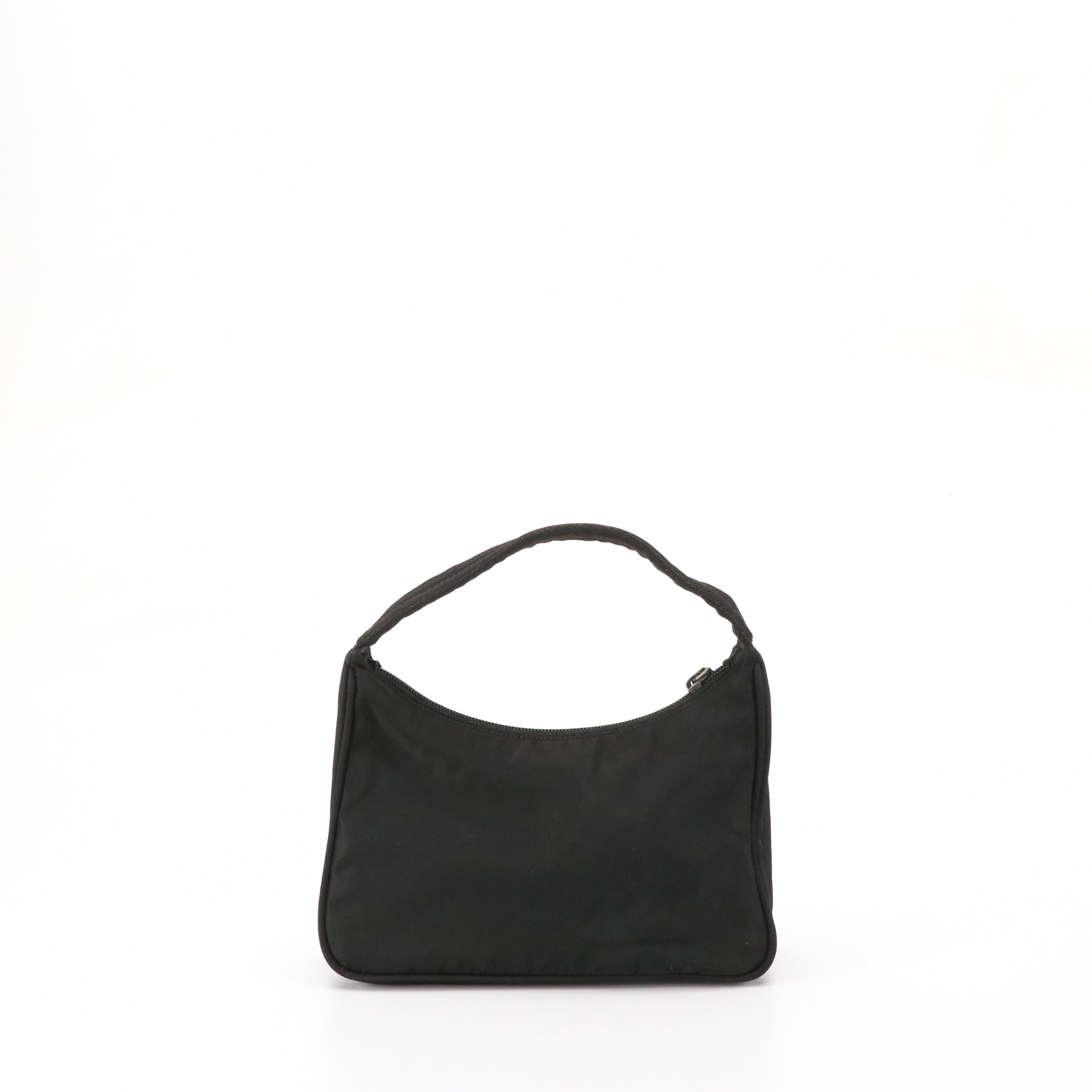 Prada Mini Hobo Shoulder Bag in Black Tessuto Nylon