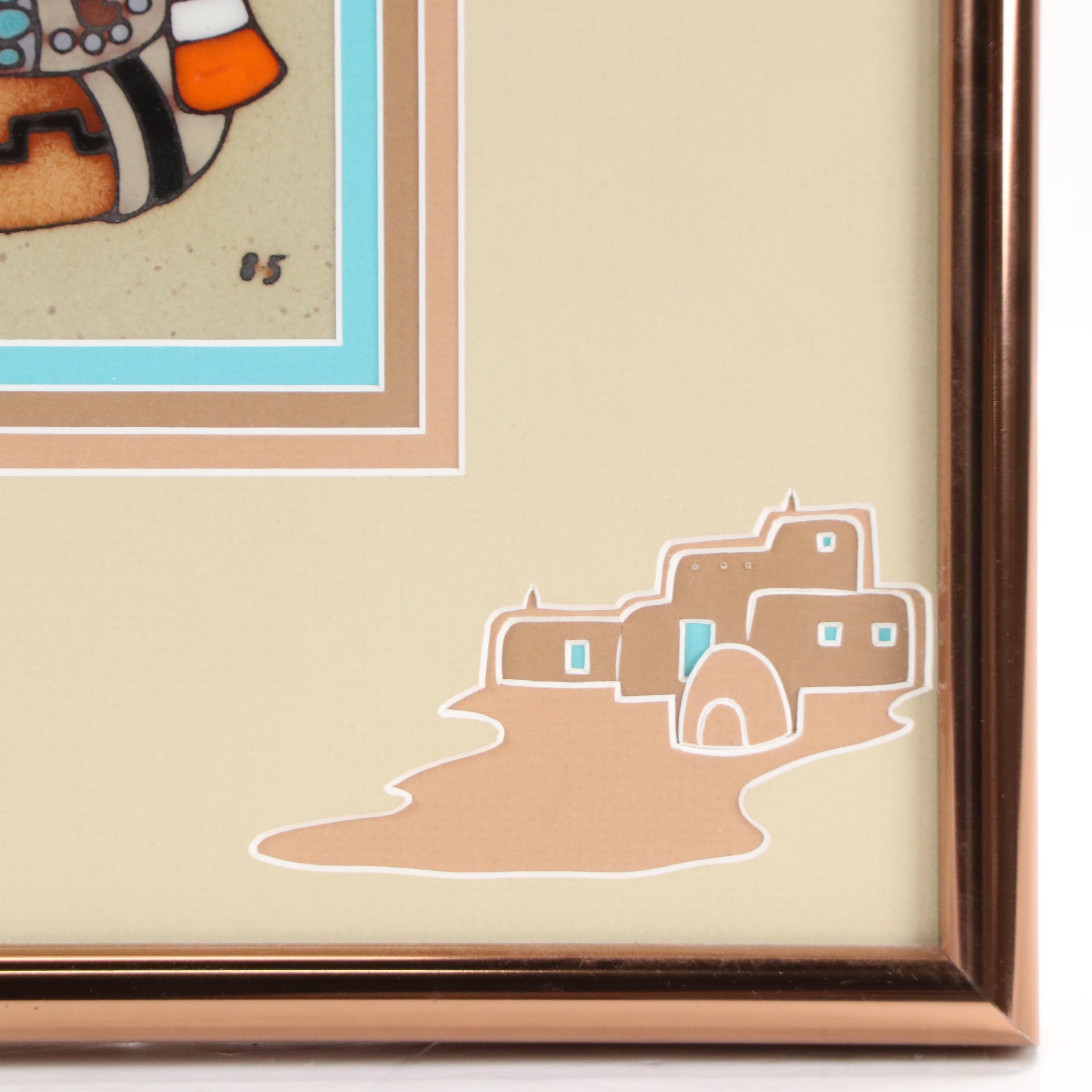 Cleo Teissedre Painted Tile "Storyteller Papa," 1985