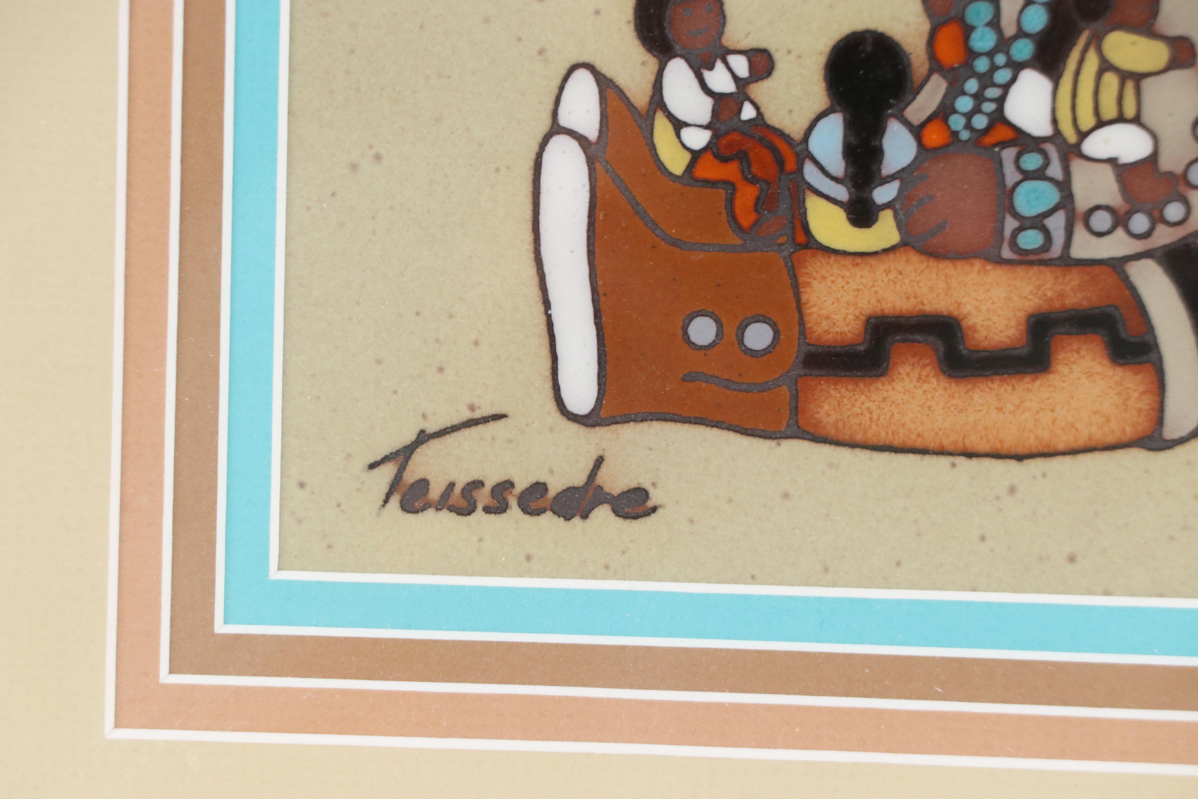 Cleo Teissedre Painted Tile "Storyteller Papa," 1985