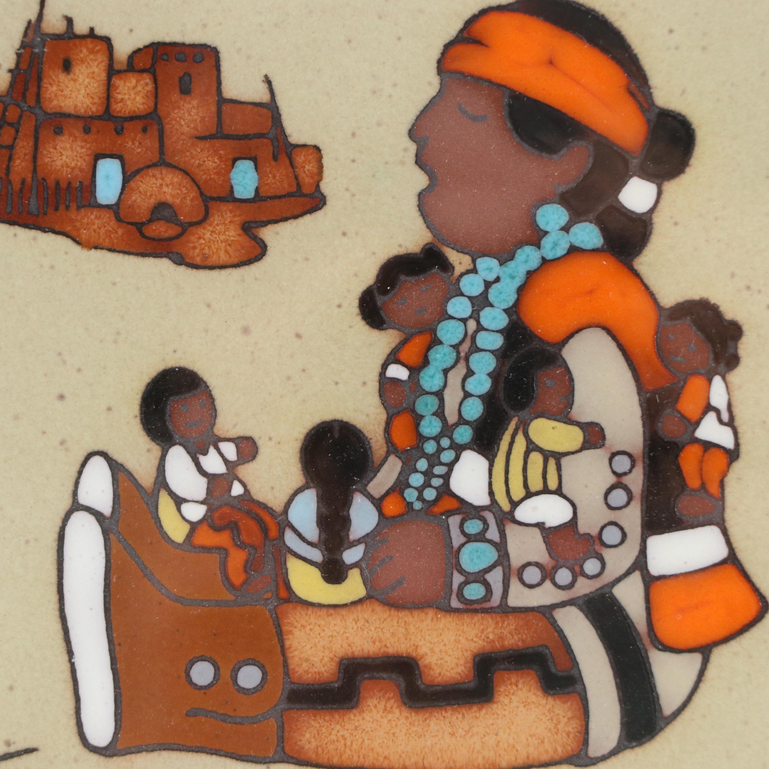 Cleo Teissedre Painted Tile "Storyteller Papa," 1985