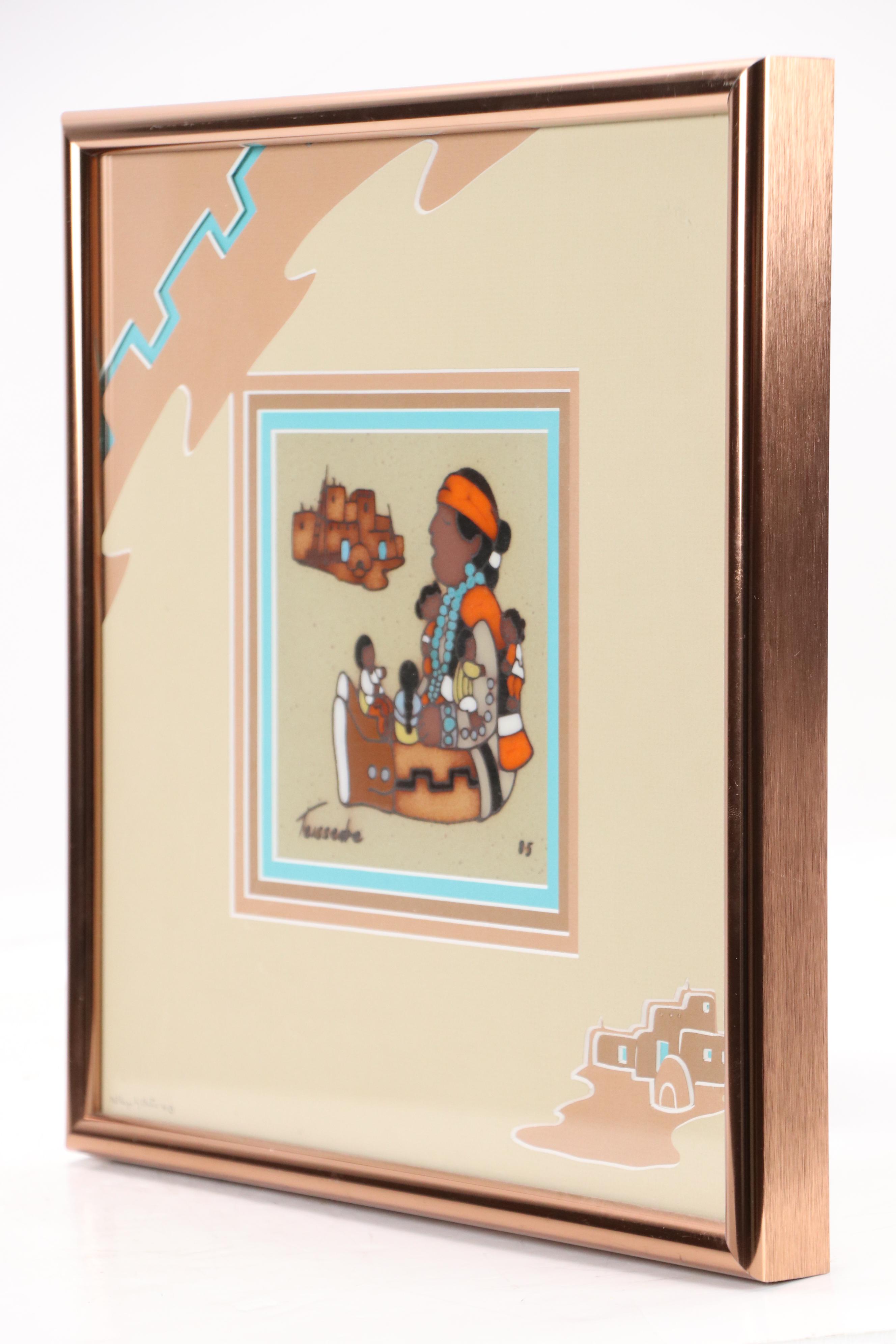 Cleo Teissedre Painted Tile "Storyteller Papa," 1985