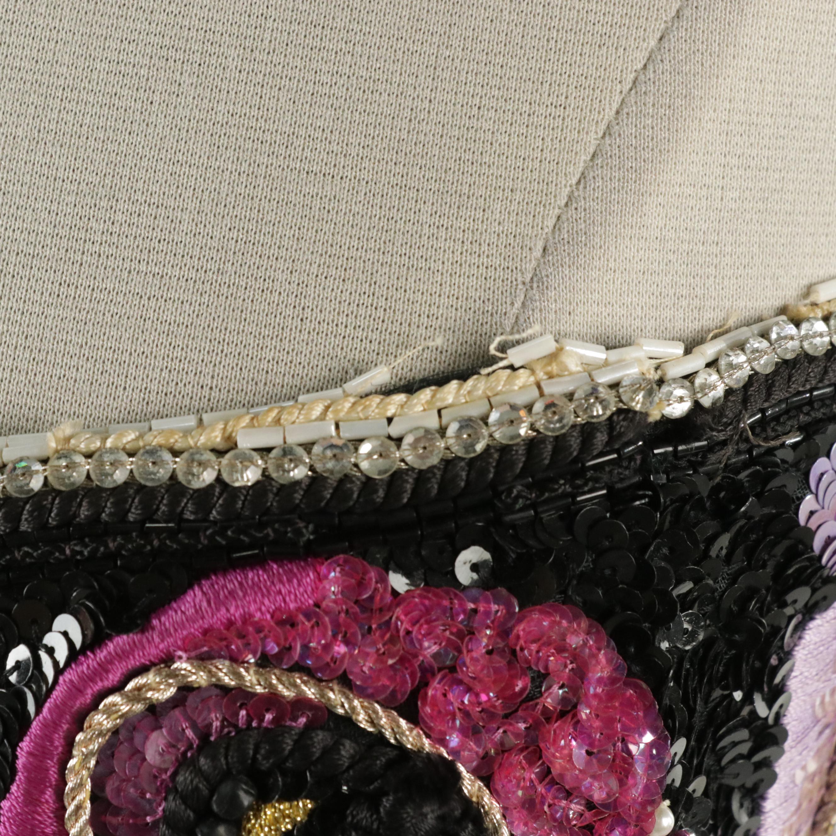 Louis Féraud Floral Bead/Sequin Embellished and Embroidered Party Dress, 1980s