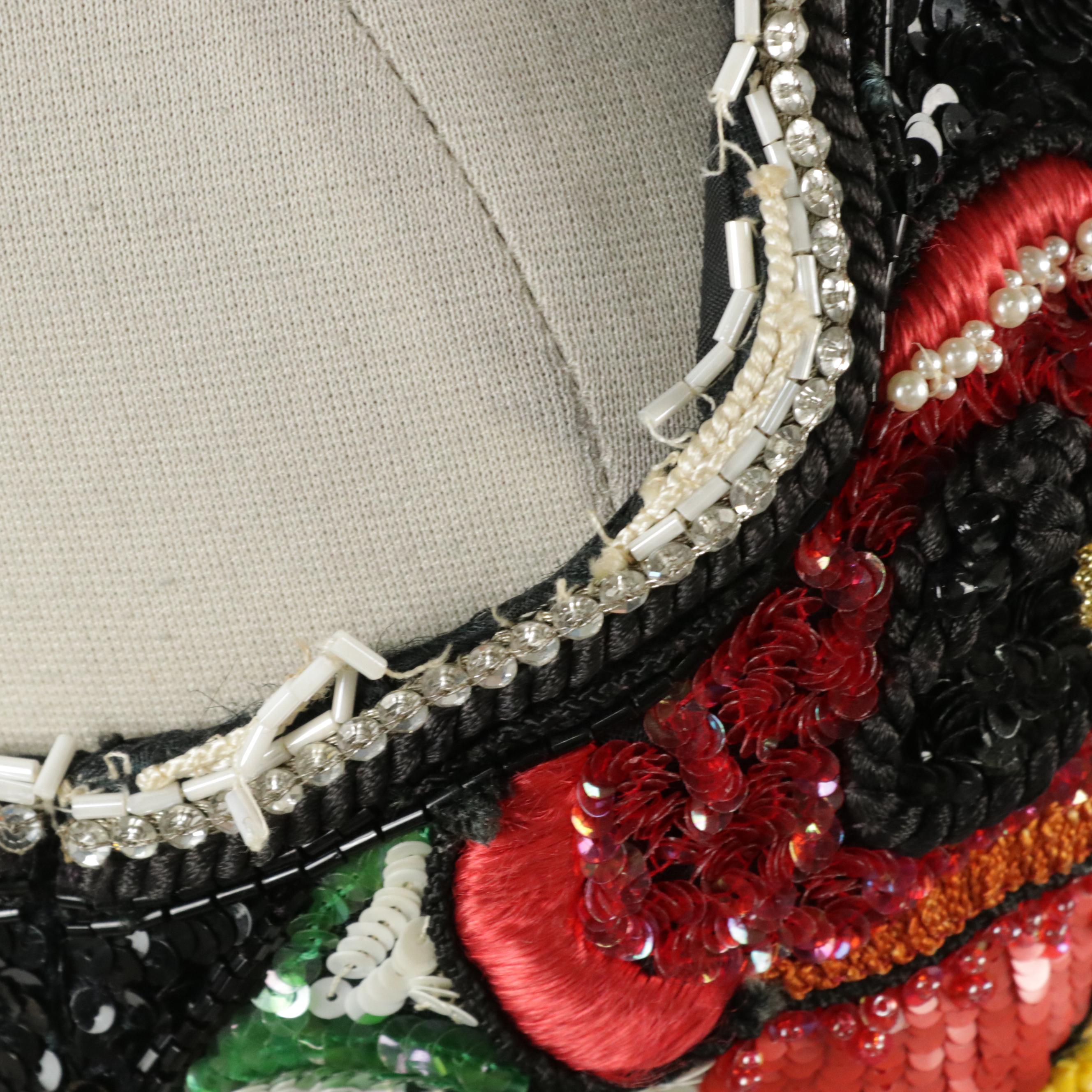 Louis Féraud Floral Bead/Sequin Embellished and Embroidered Party Dress, 1980s