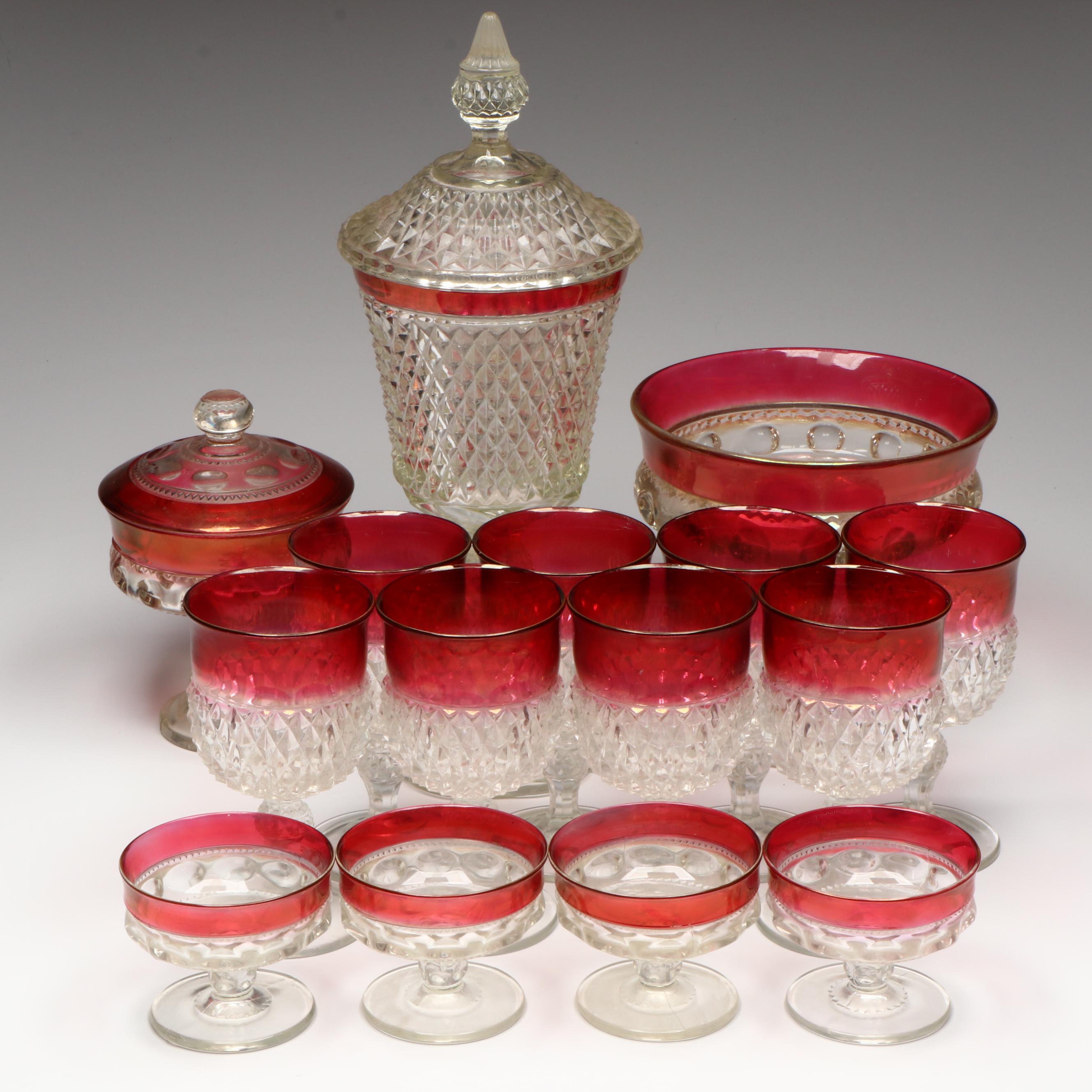 Ruby Thumbprint Glass Compote, Candy Dishes, Stemware, and More Glassware