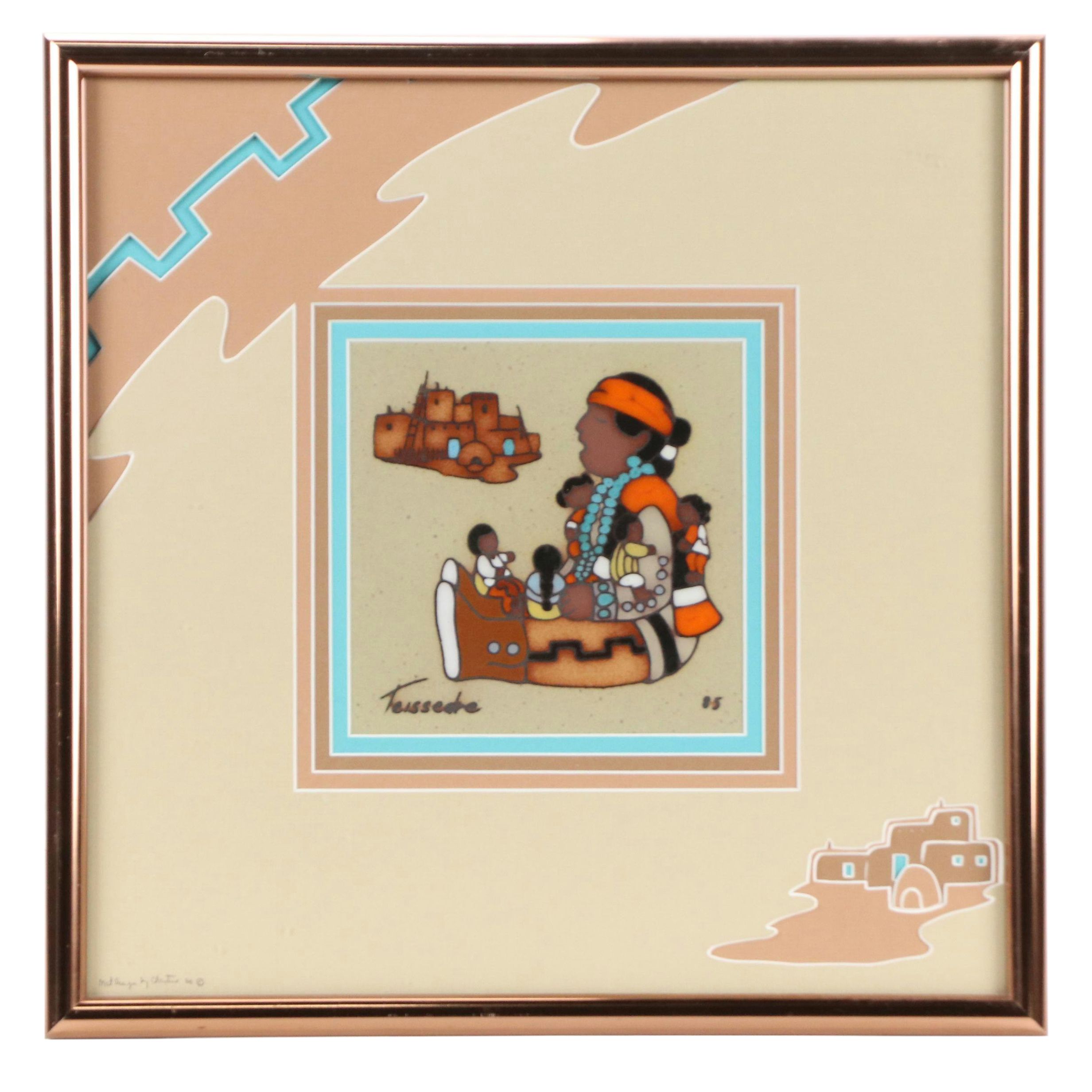 Cleo Teissedre Painted Tile "Storyteller Papa," 1985