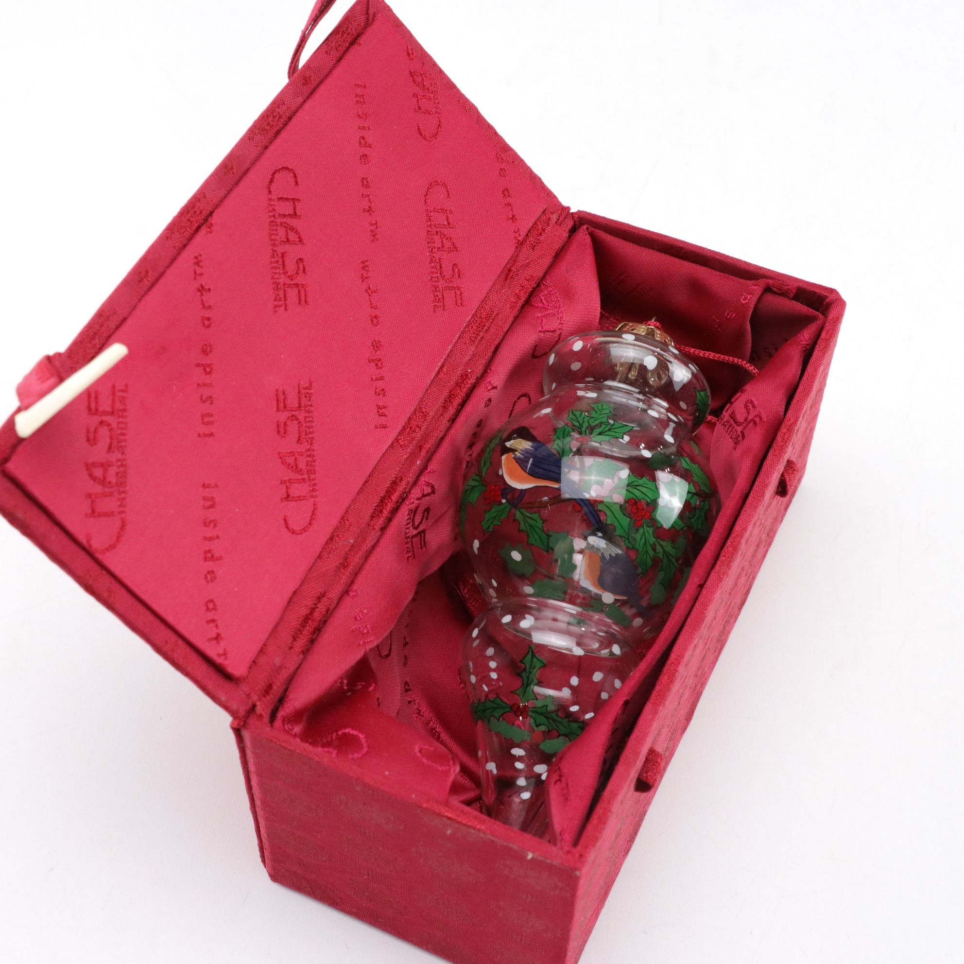 Folk Art Pine Cone & Hand Painted Glass Bird Christmas Ornaments