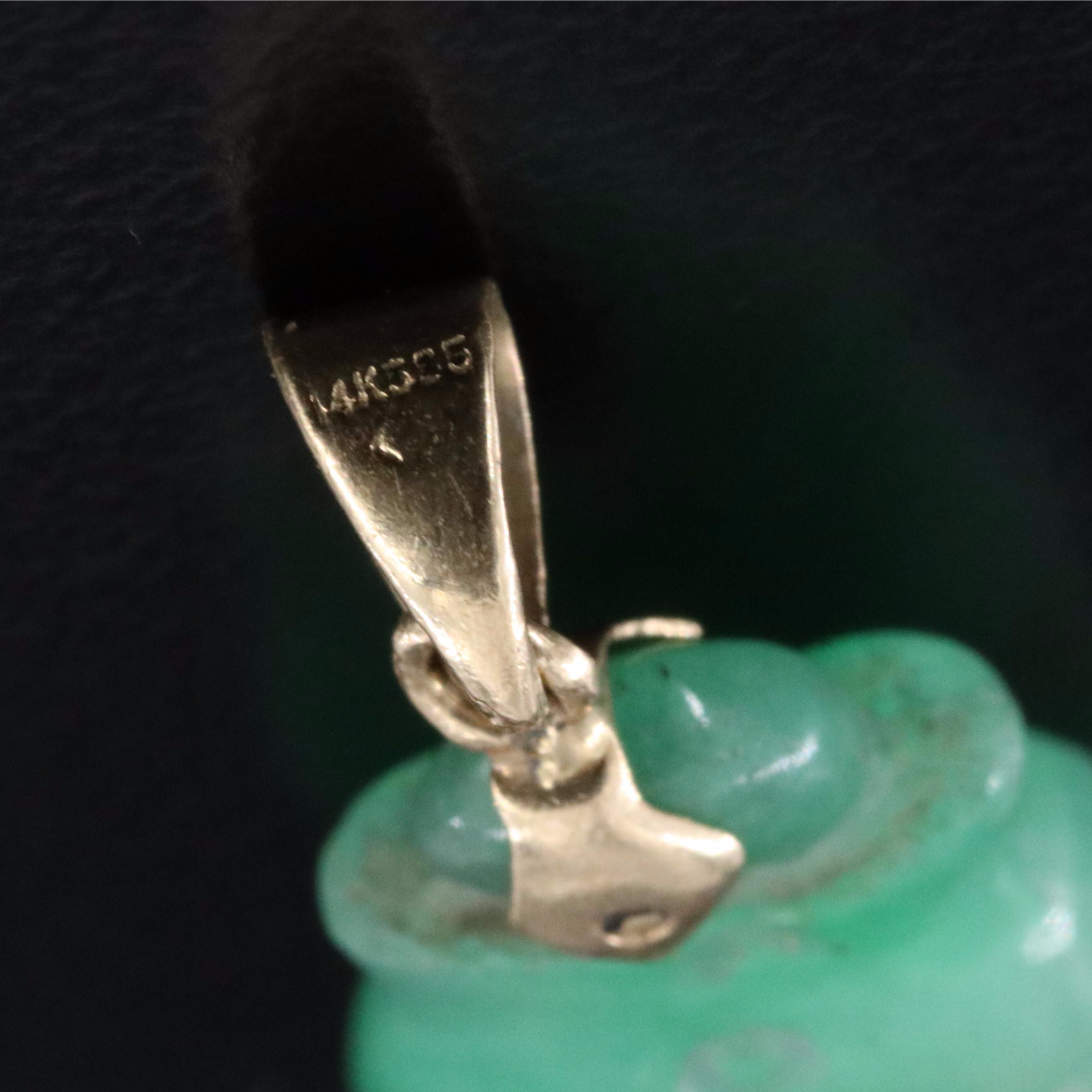 10K Carved Jadeite Fish Pendant