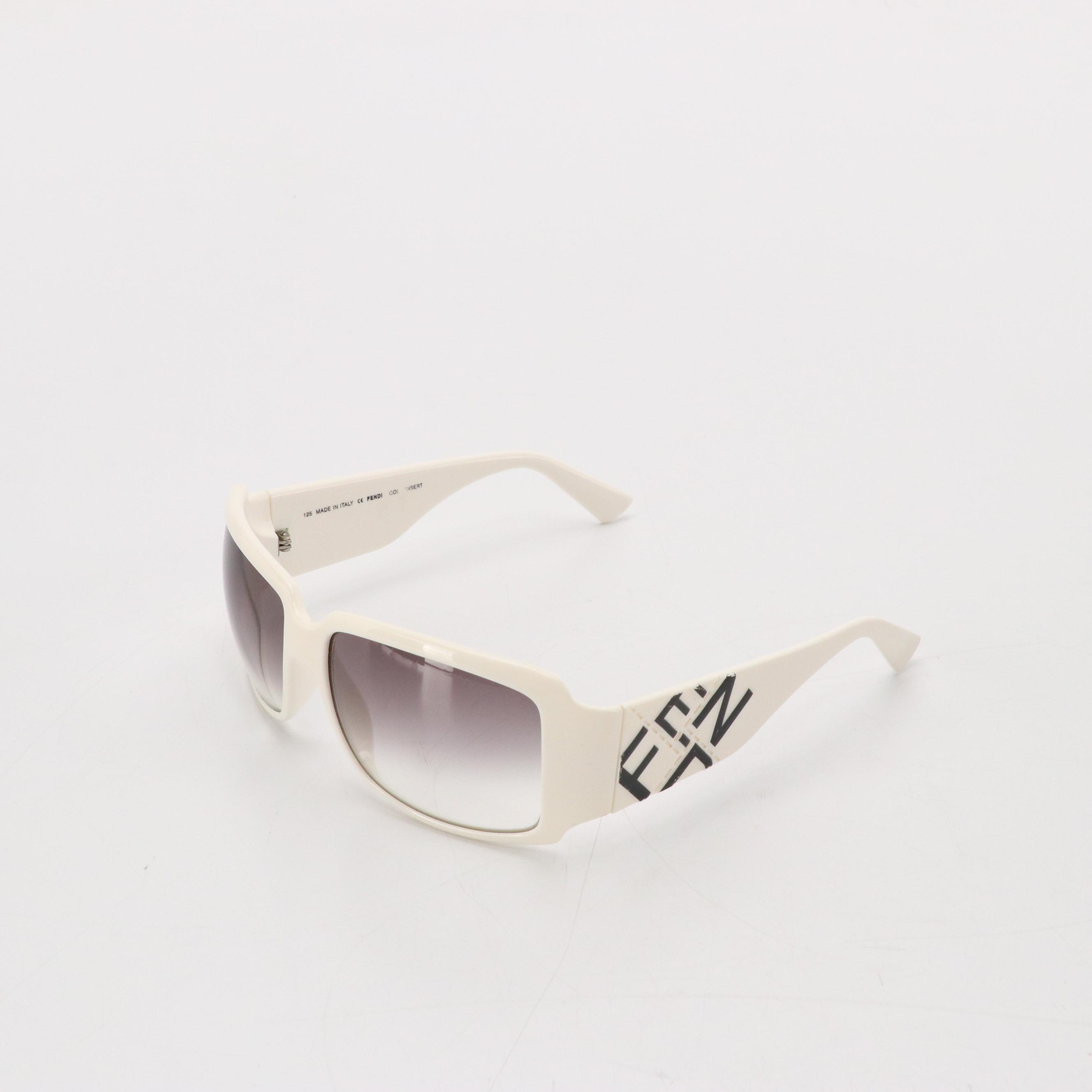 Fendi FS456 105 Black & White Oversized Rectangular Sunglasses