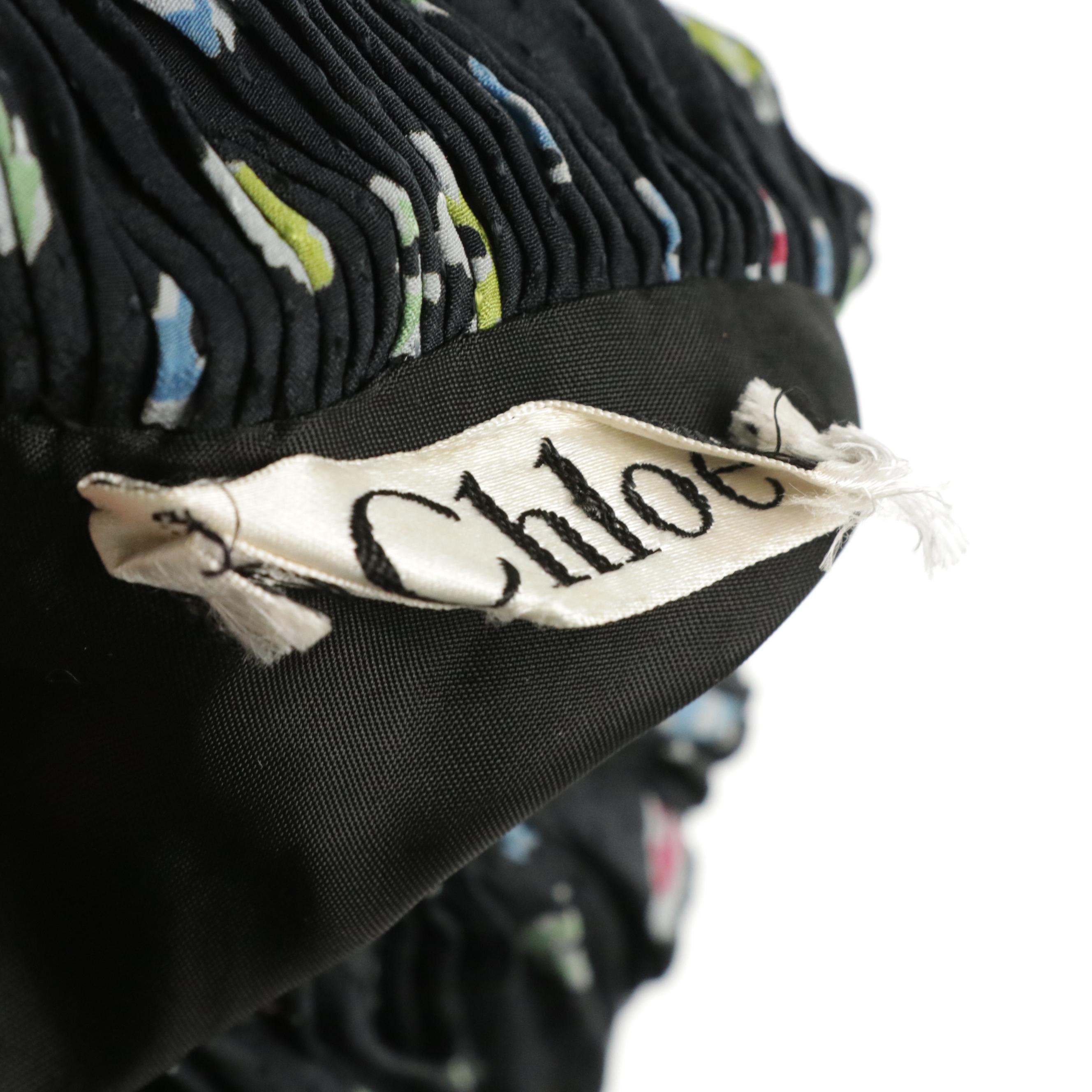 Chloé Vintage Strapless Top and Maxi Wrap Skirt in Pleated Floral Silk Jacquard