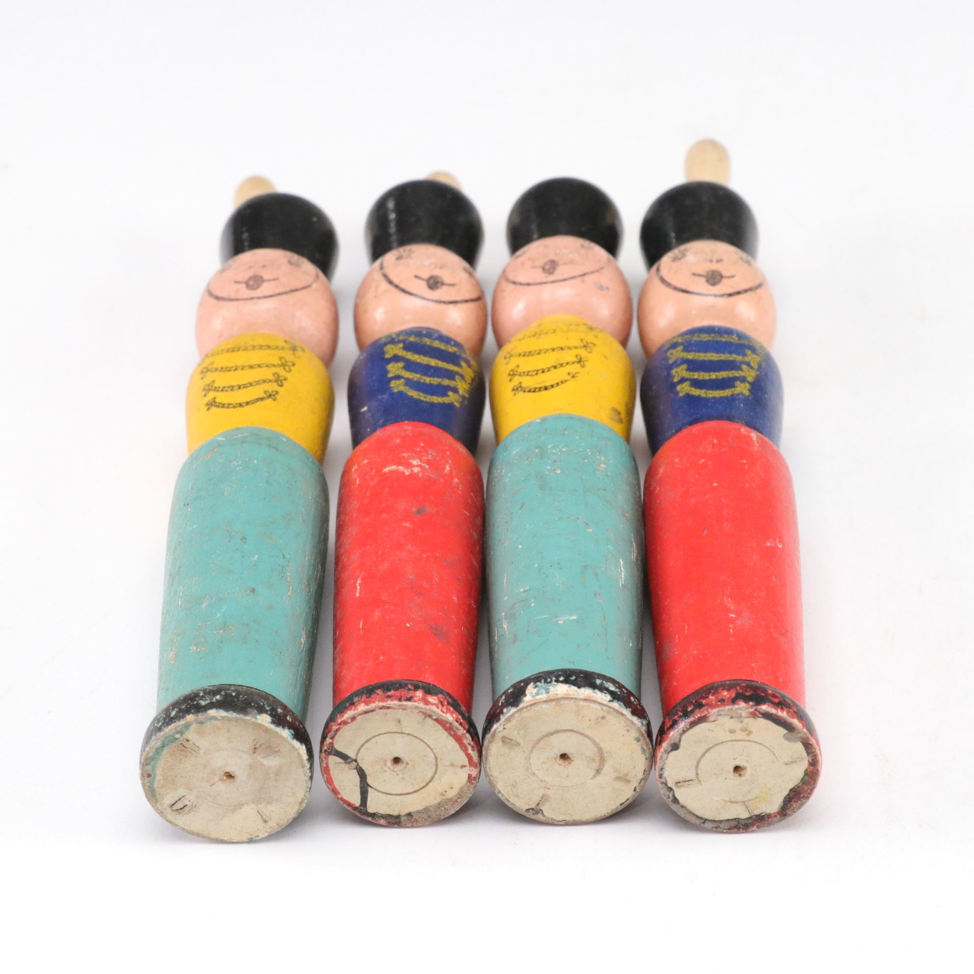 Skittles Set with Ten Painted Wood Toy Soldier Pins, Mid to Late 20th Century