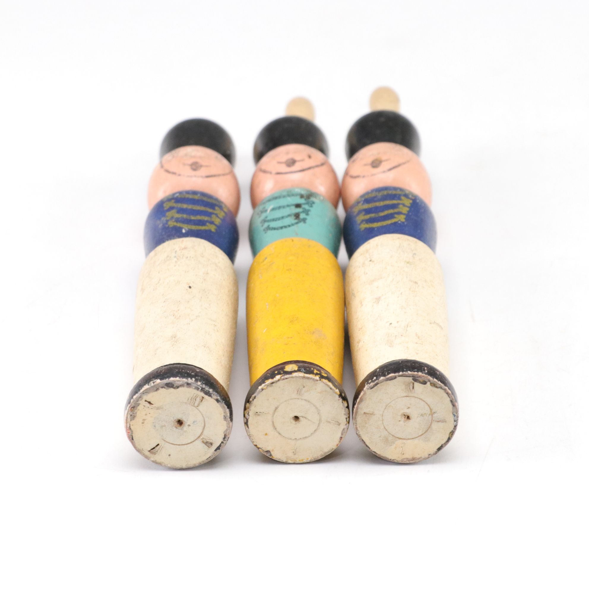 Skittles Set with Ten Painted Wood Toy Soldier Pins, Mid to Late 20th Century