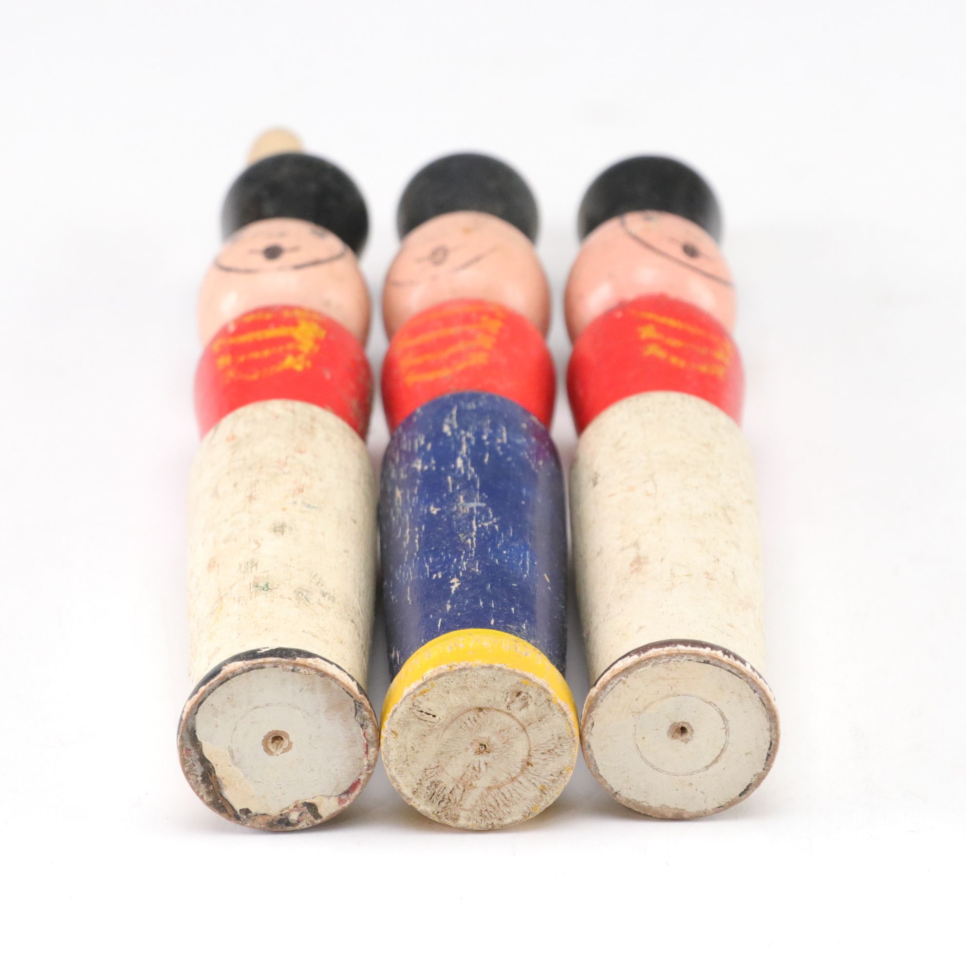 Skittles Set with Ten Painted Wood Toy Soldier Pins, Mid to Late 20th Century