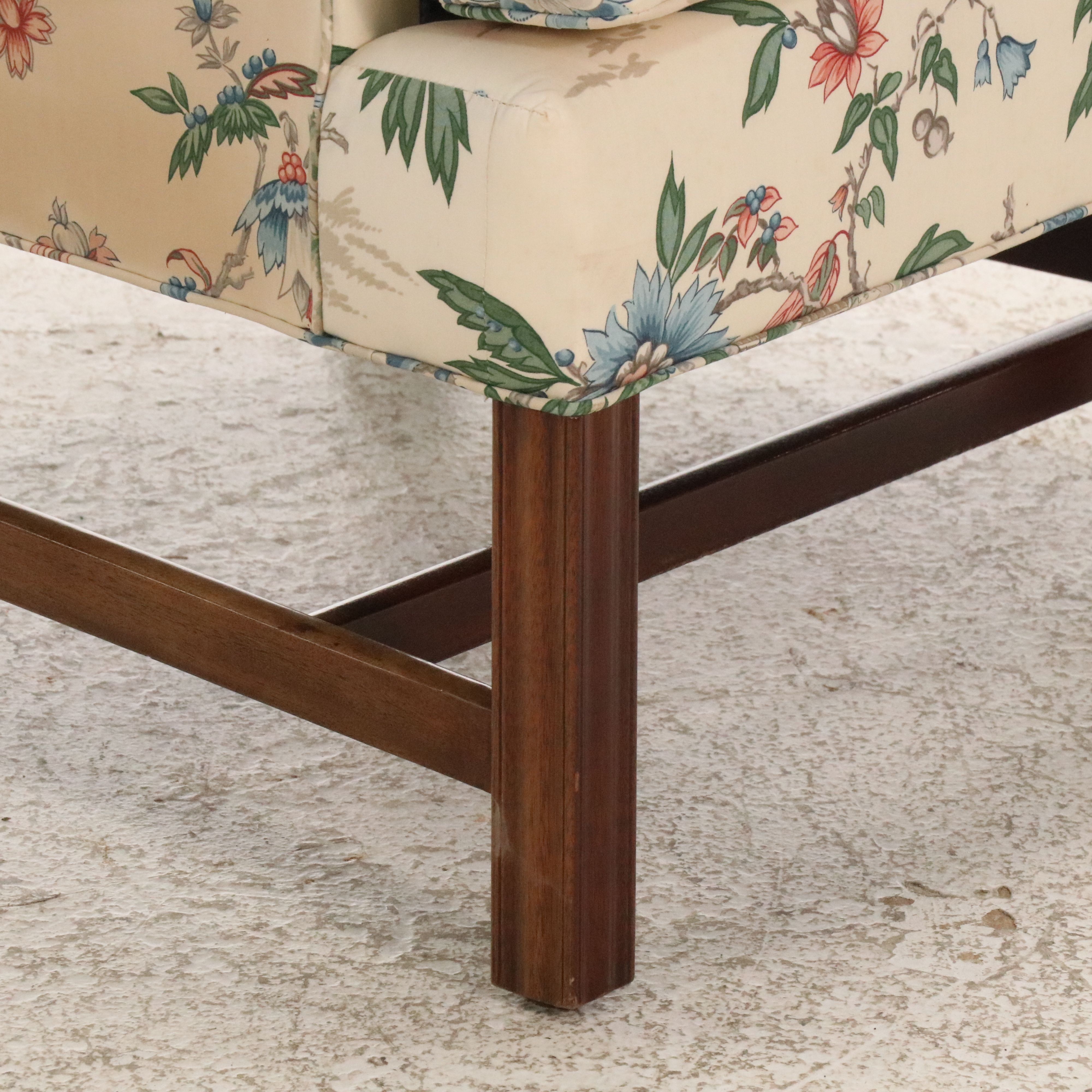 Southwood Chippendale Style Fabric Upholstered Wingback Armchair, Late 20th C.