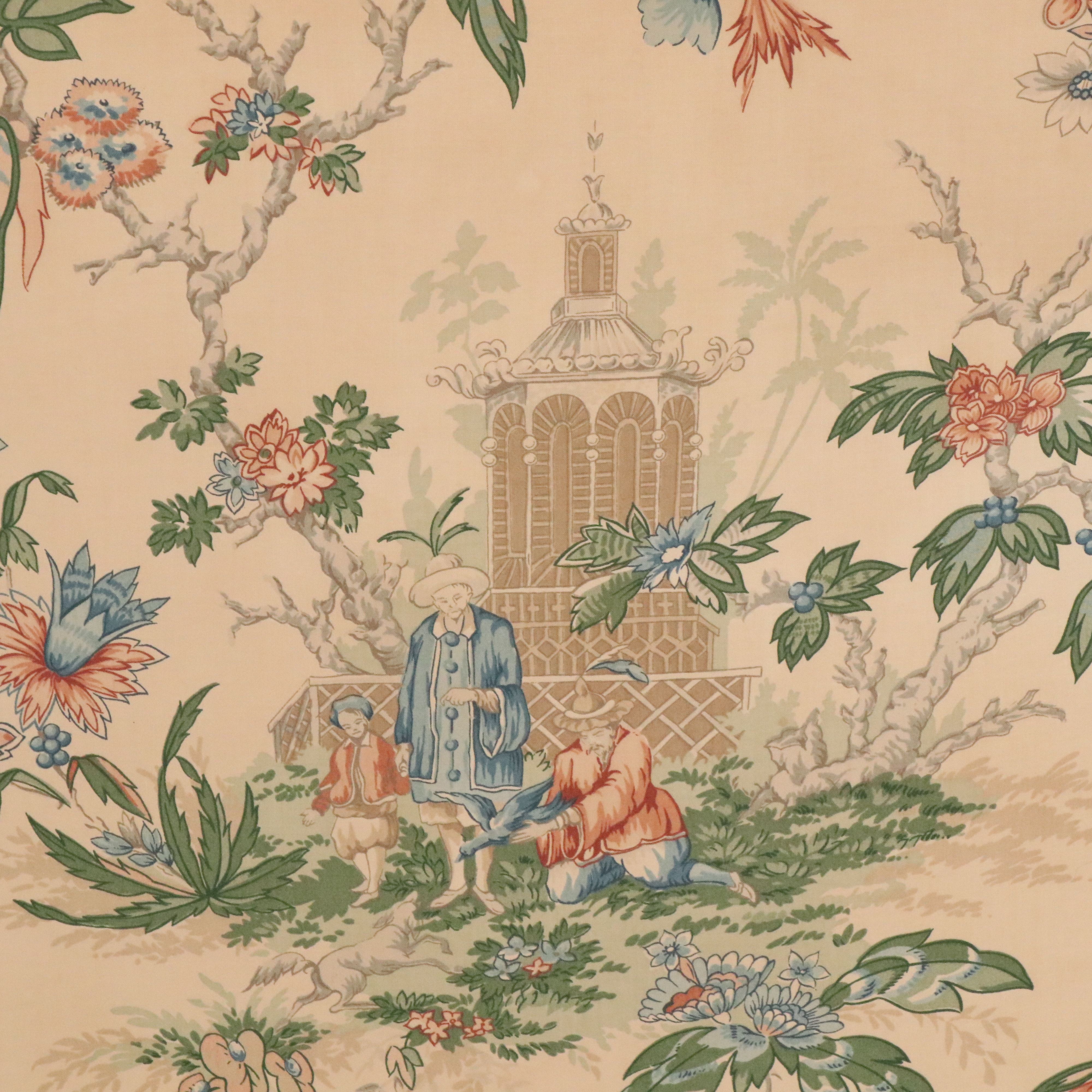 Southwood Chippendale Style Fabric Upholstered Wingback Armchair, Late 20th C.