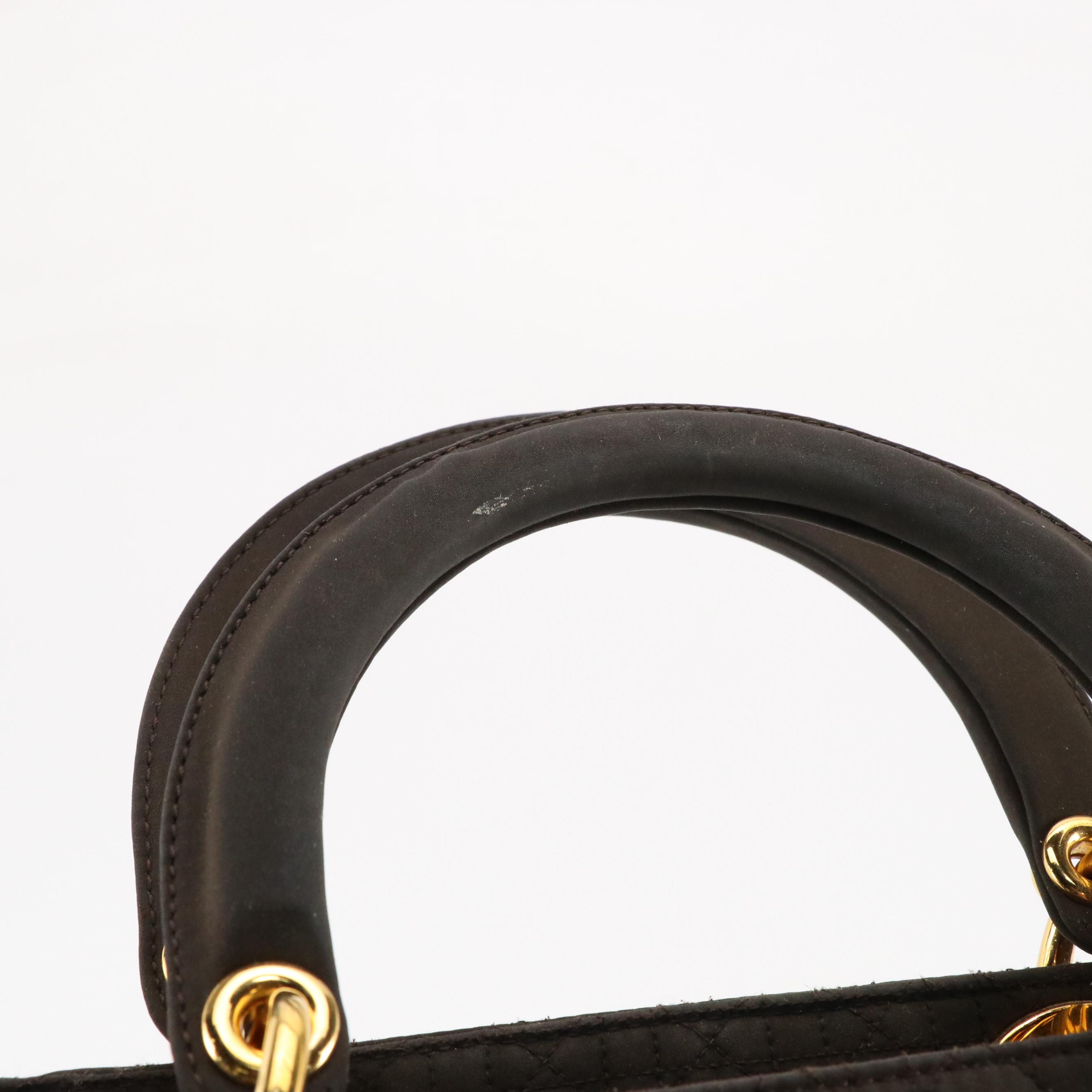 Christian Dior Lady Dior Handbag in Dark Brown Cannage Quilted Nylon