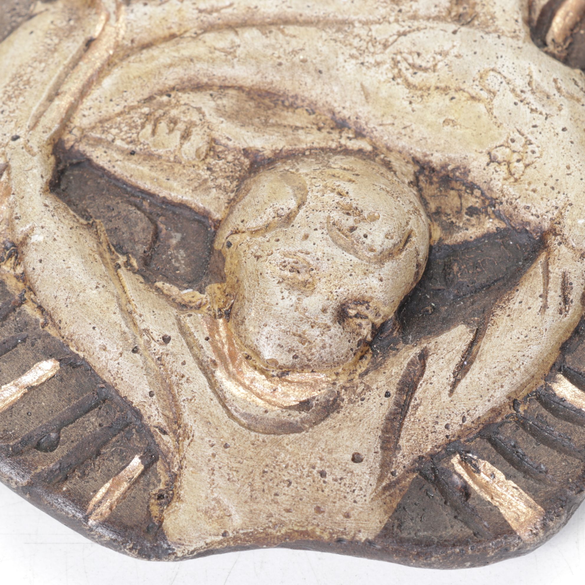 Catholic "Our Lady of Guadalupe" Painted Cast Plaster Wall Plaque