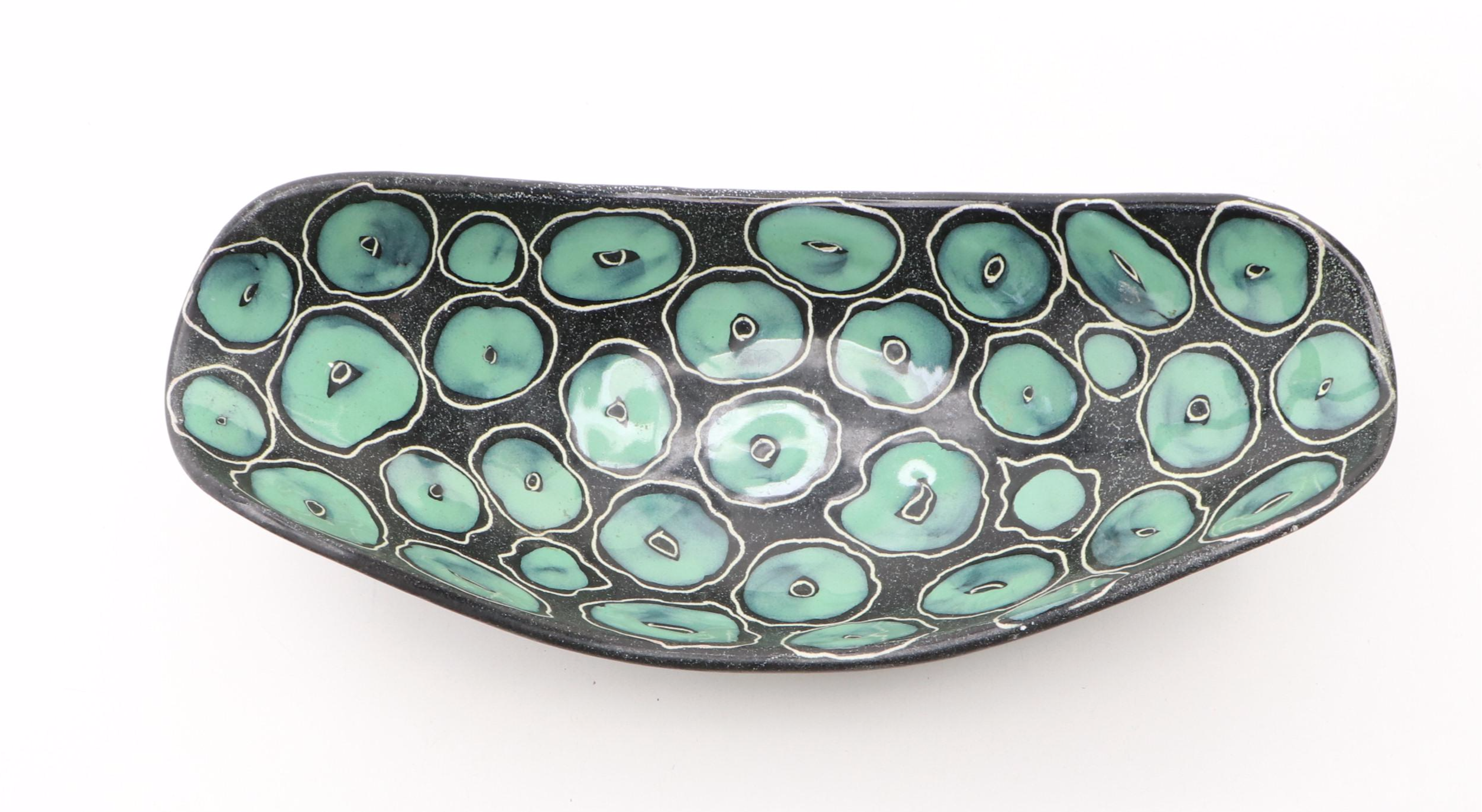 Italian Mid Century Modern Art Pottery Footed Bowl, Mid-20th Century