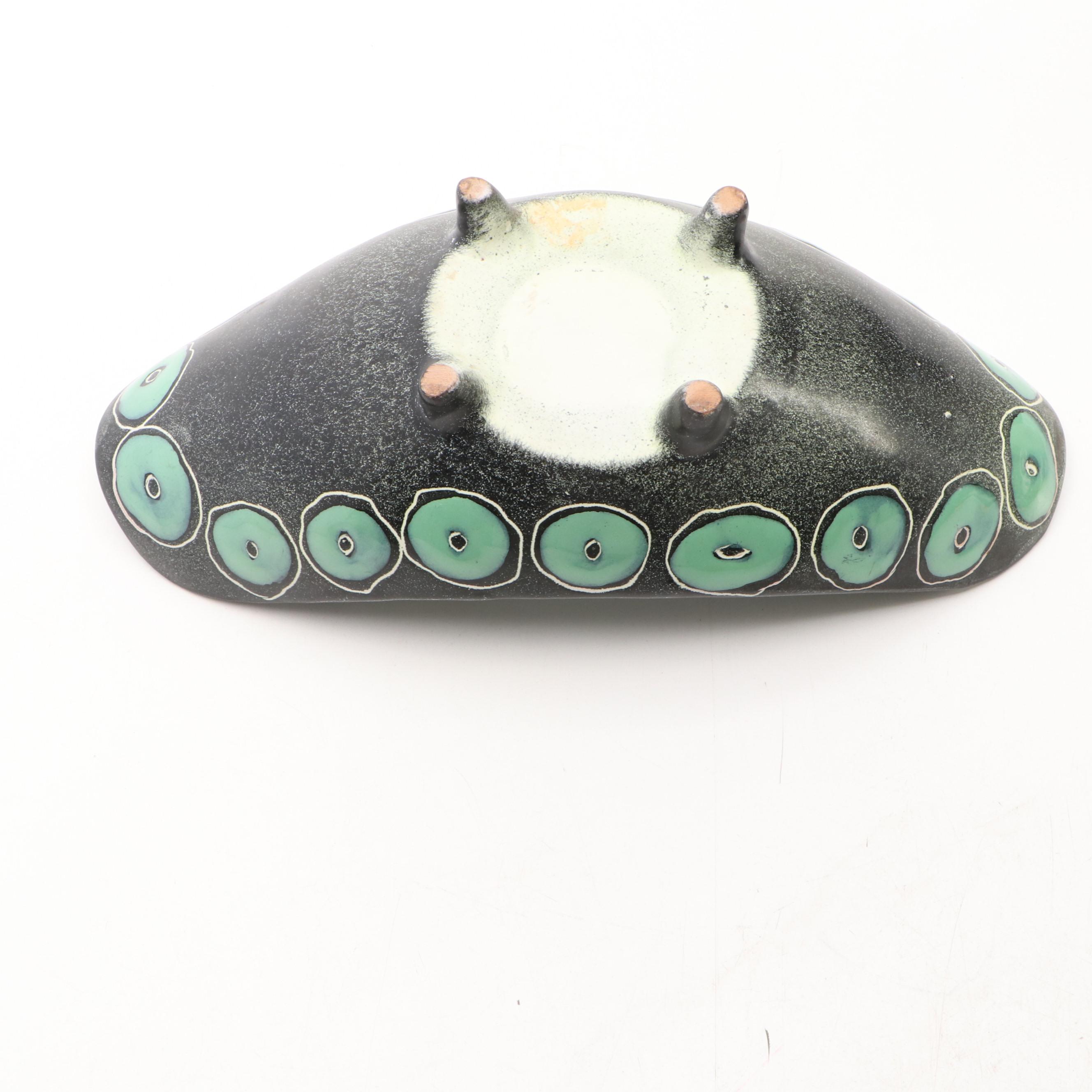 Italian Mid Century Modern Art Pottery Footed Bowl, Mid-20th Century