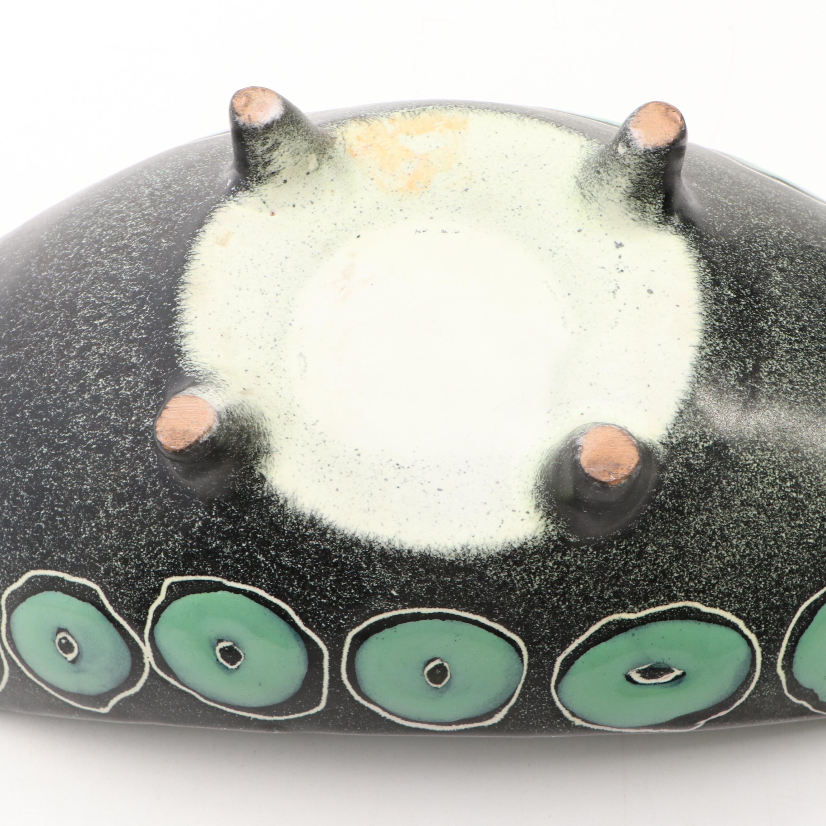 Italian Mid Century Modern Art Pottery Footed Bowl, Mid-20th Century