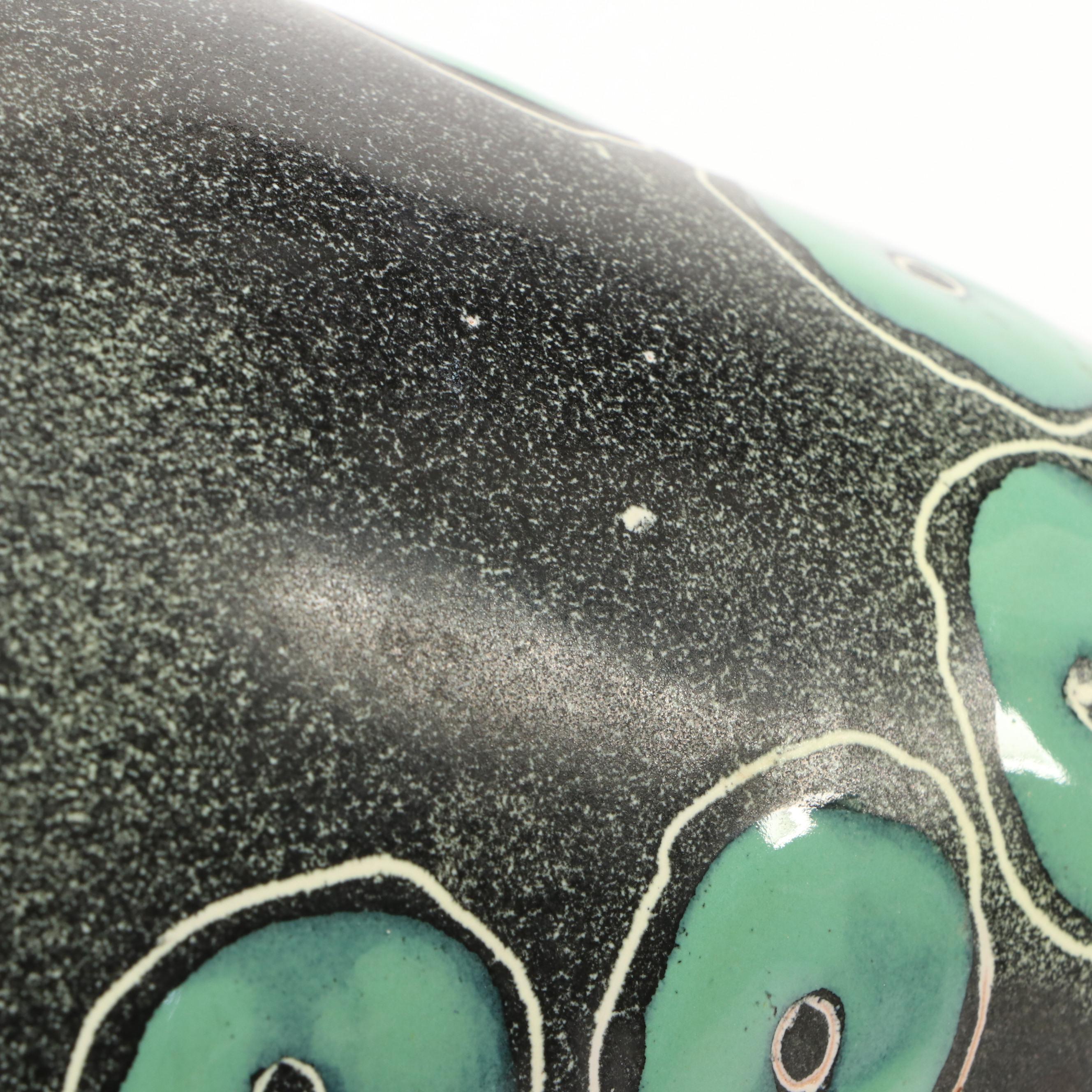 Italian Mid Century Modern Art Pottery Footed Bowl, Mid-20th Century