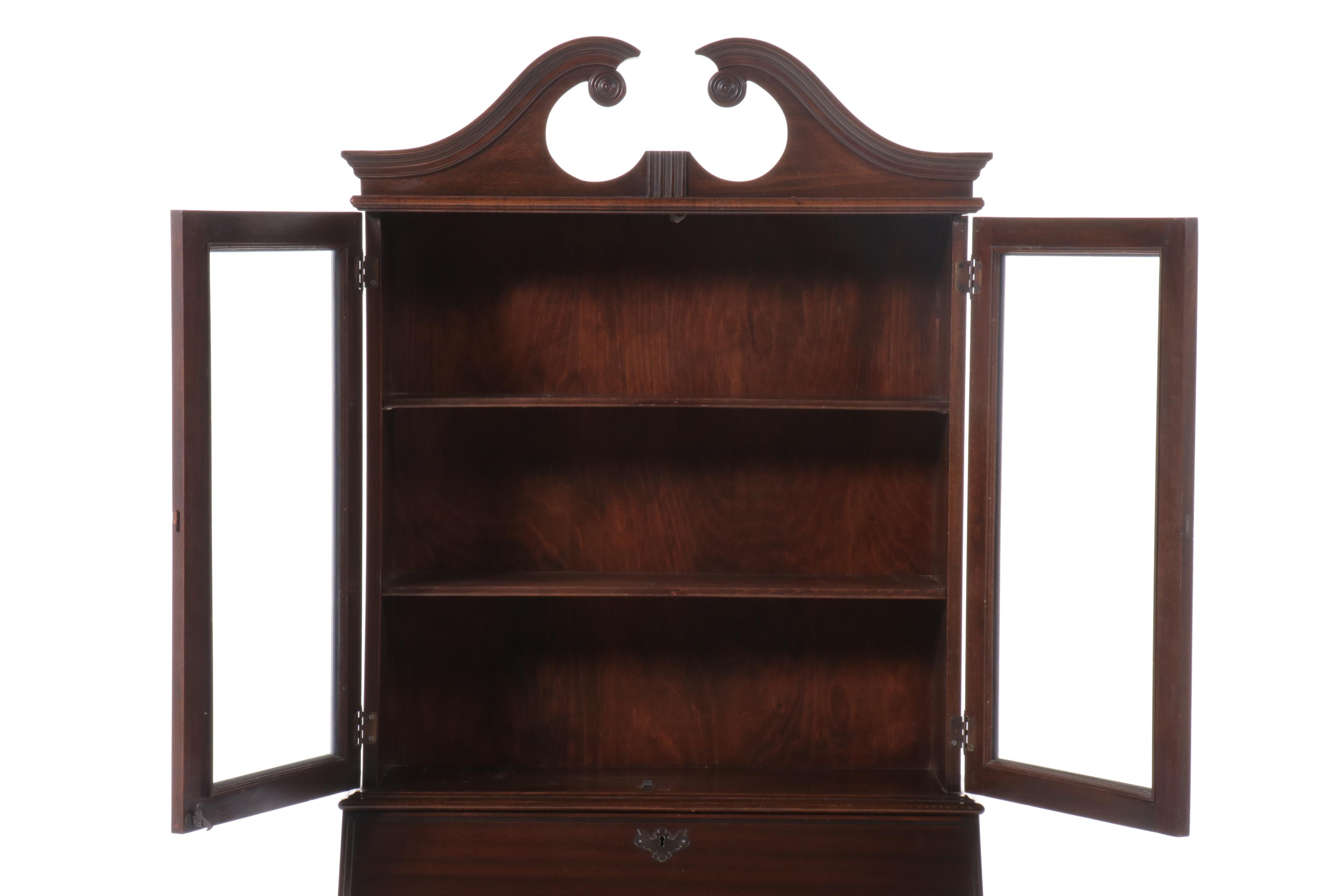 Chippendale Style Mahogany Secretary Desk, Mid-20th Century